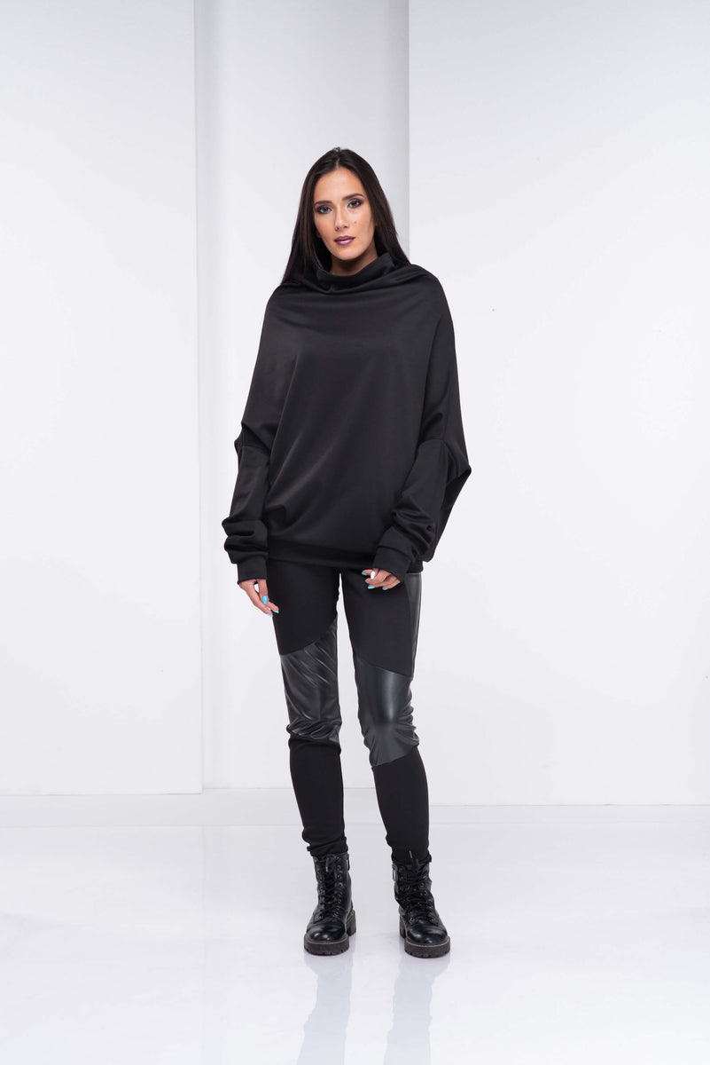 Black loose turtleneck sweater new arrivals