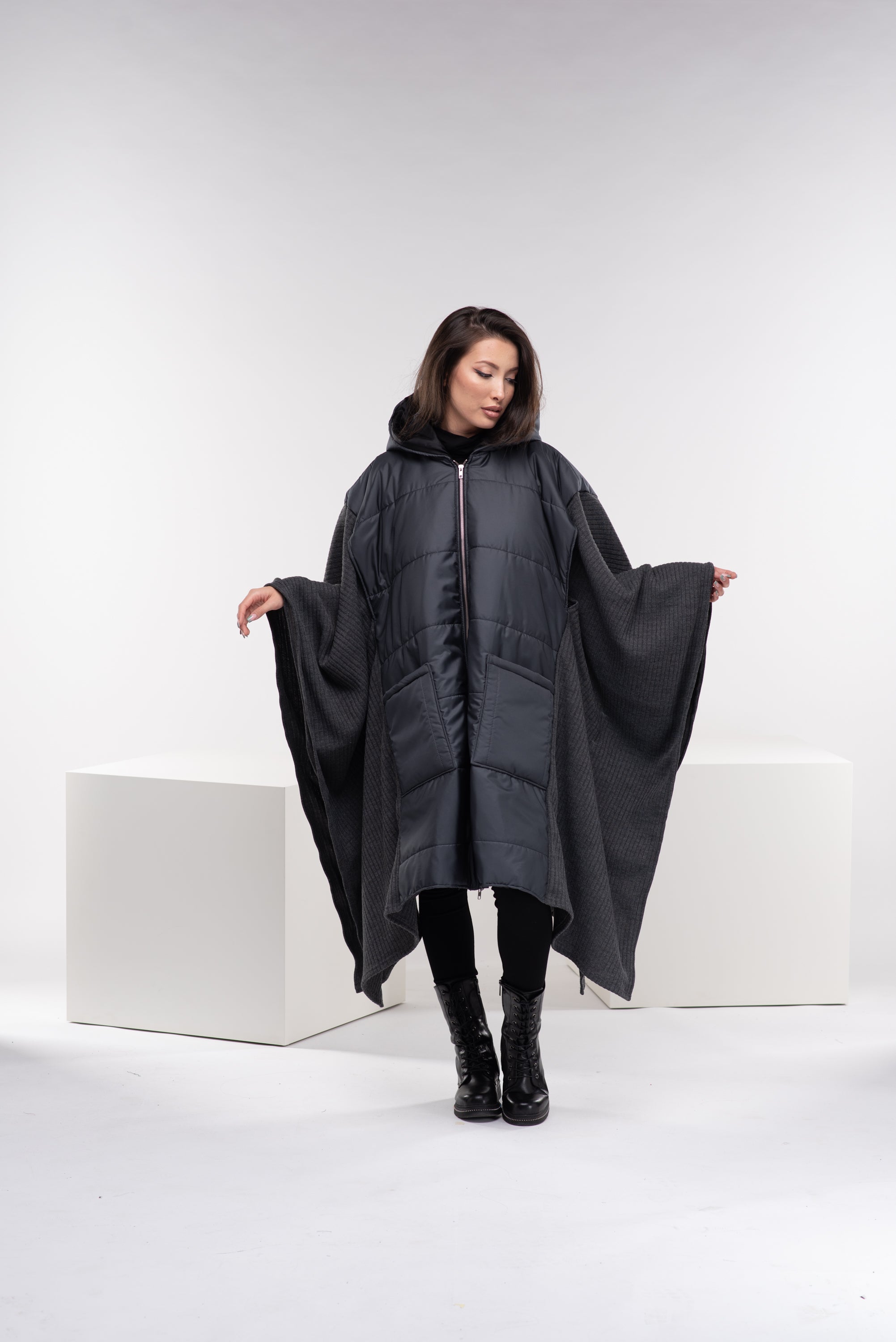 One Size Puffer Poncho Coat