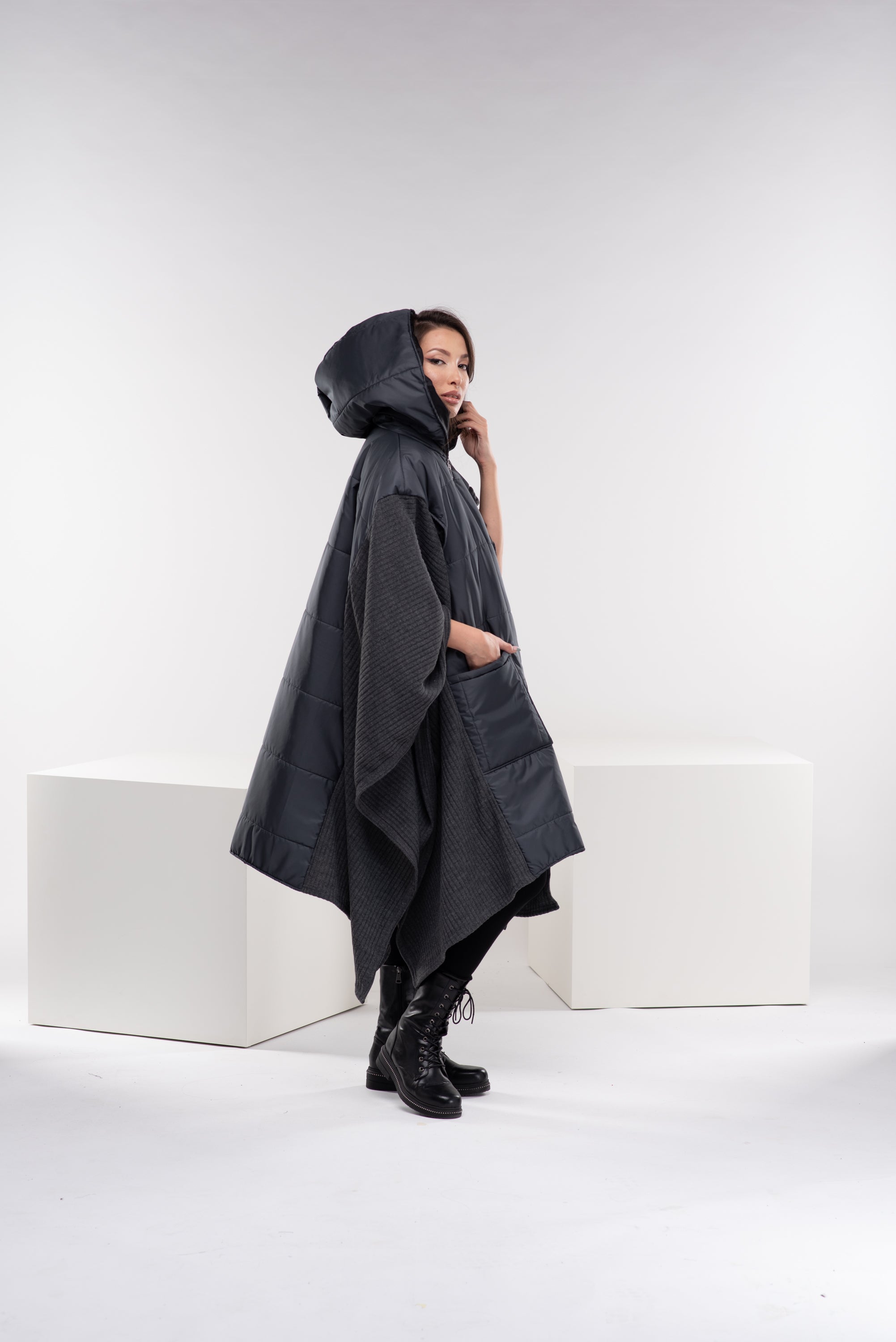 One Size Puffer Poncho Coat