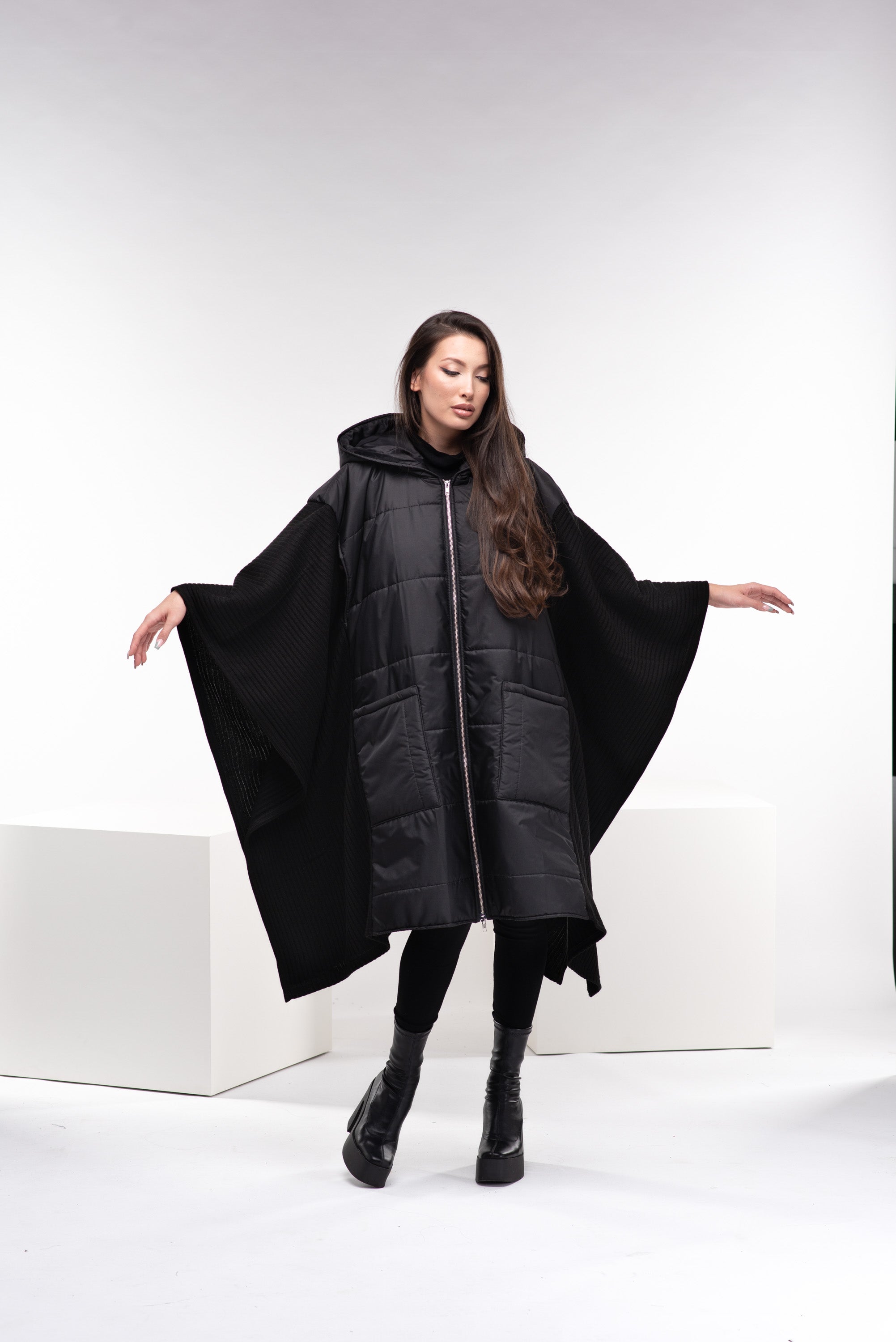 One Size Puffer Poncho Coat