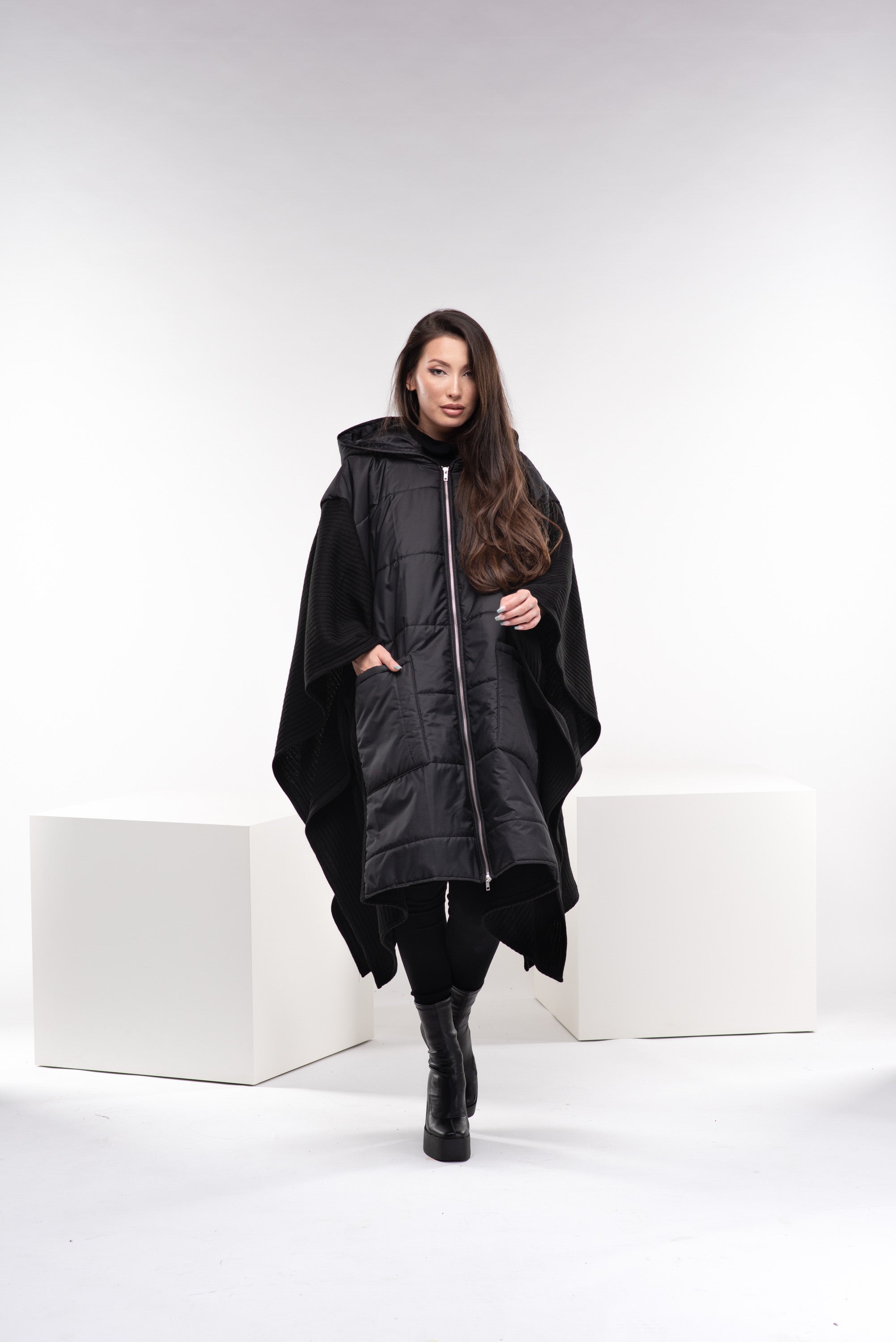 One Size Puffer Poncho Coat