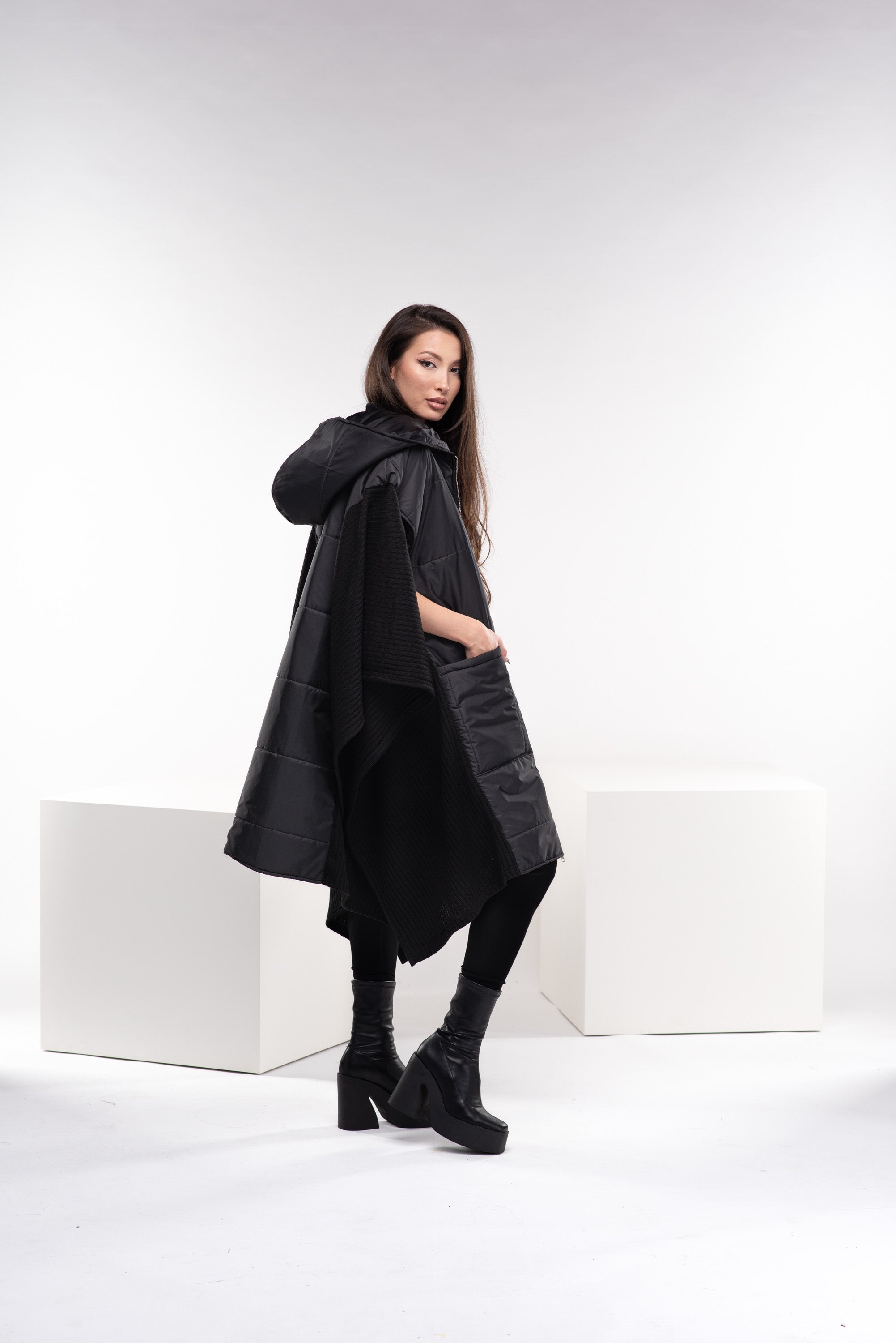 One Size Puffer Poncho Coat