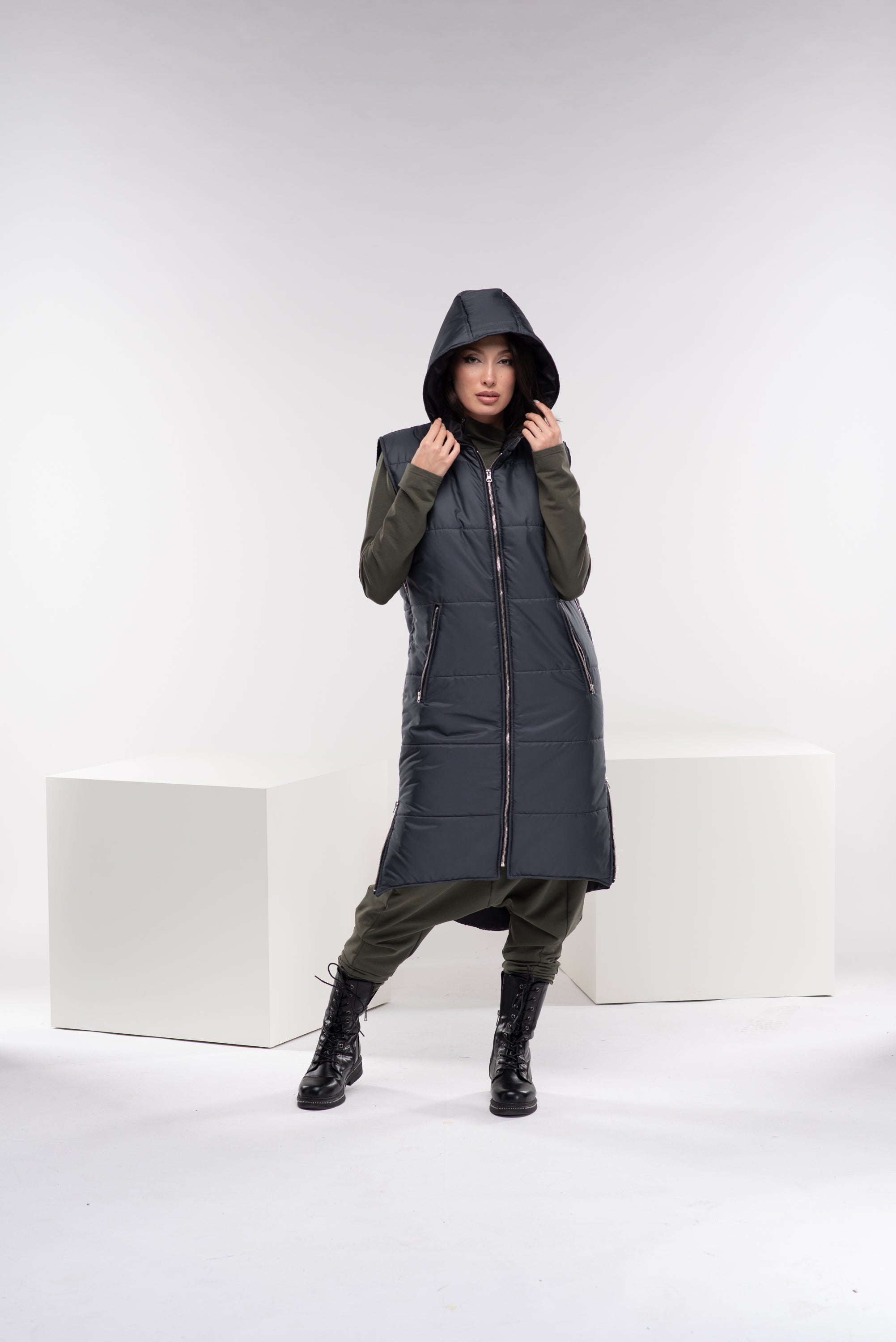 Quilted Puffer Hooded Vest