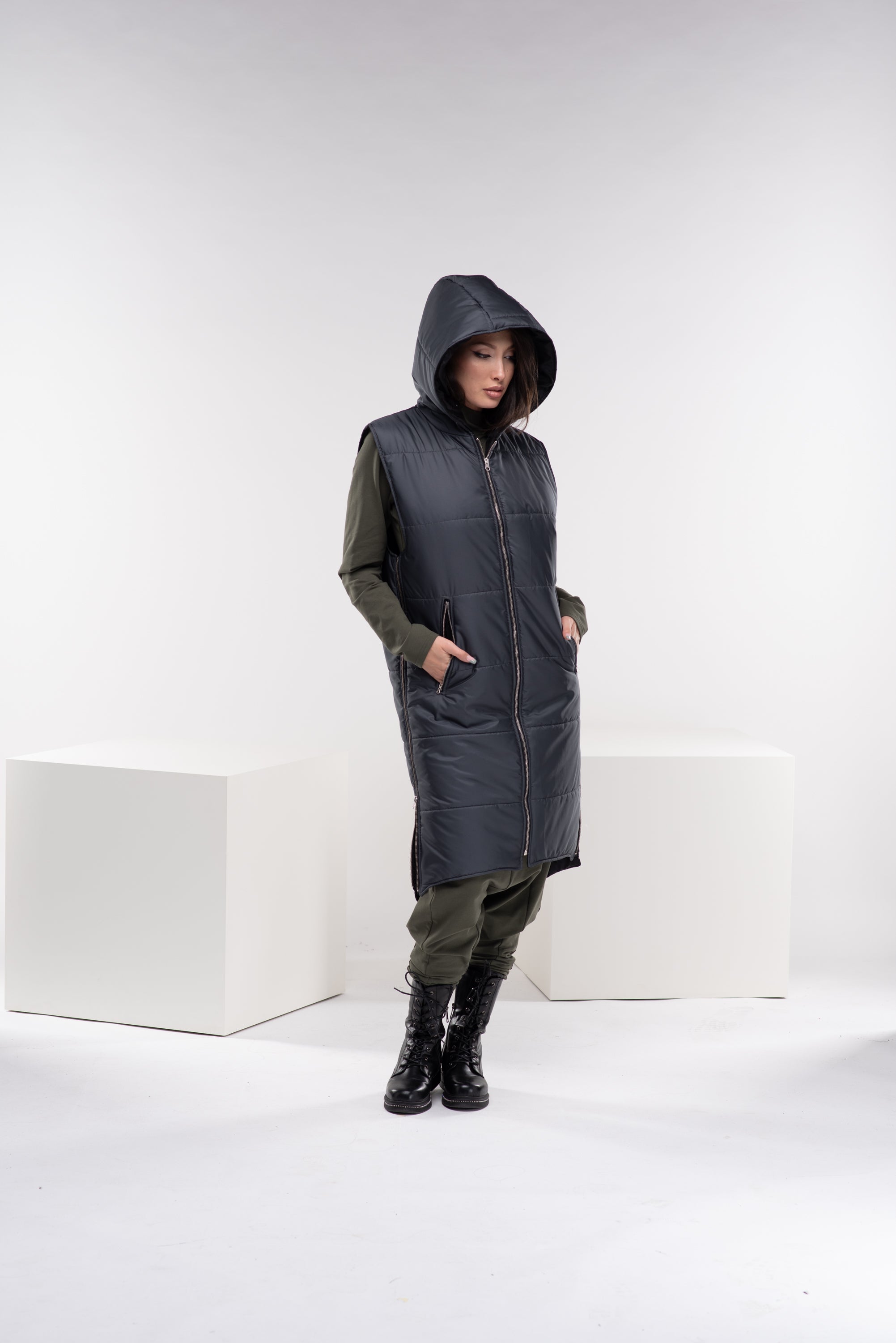 Quilted Puffer Hooded Vest