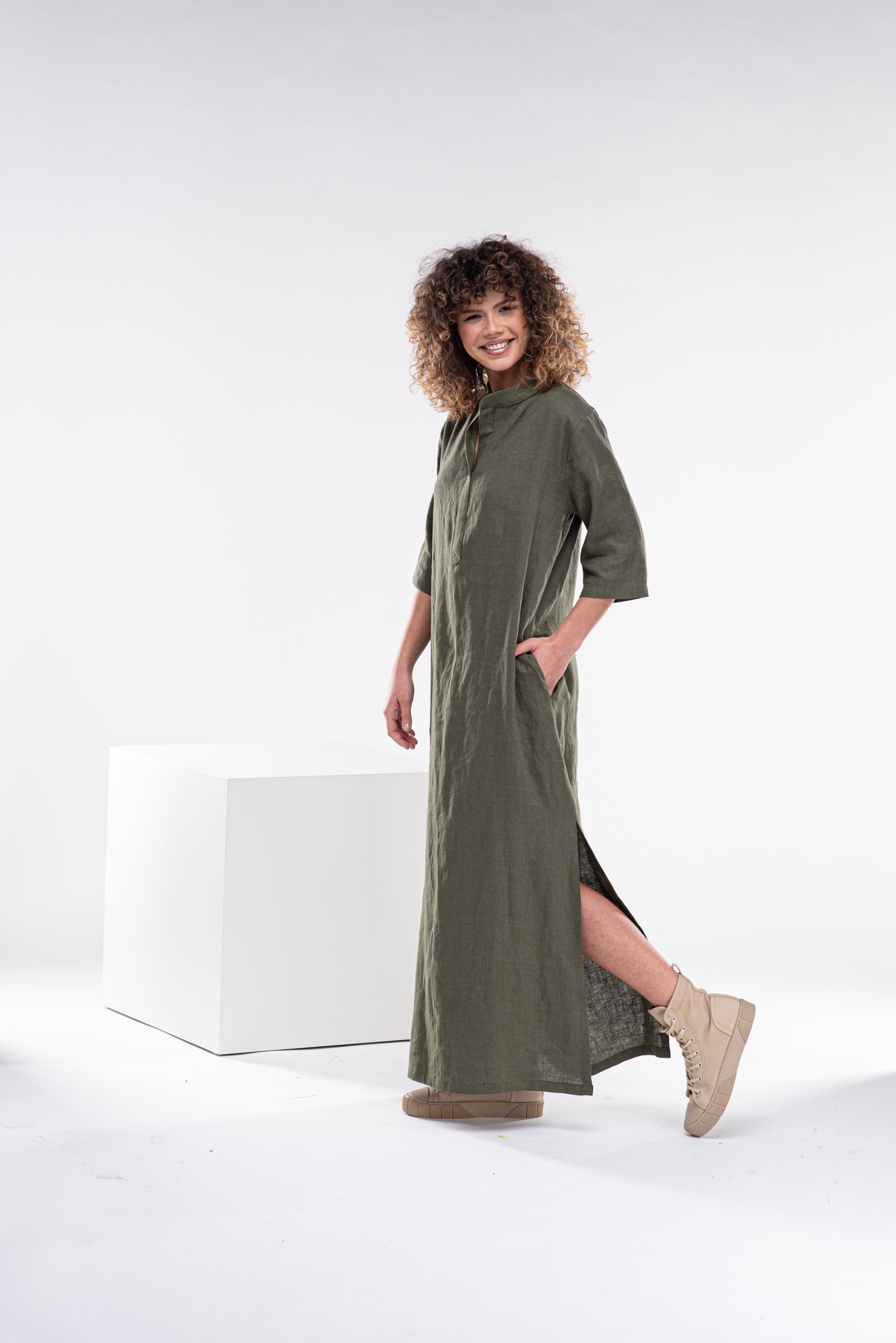 Linen Kaftan Dress