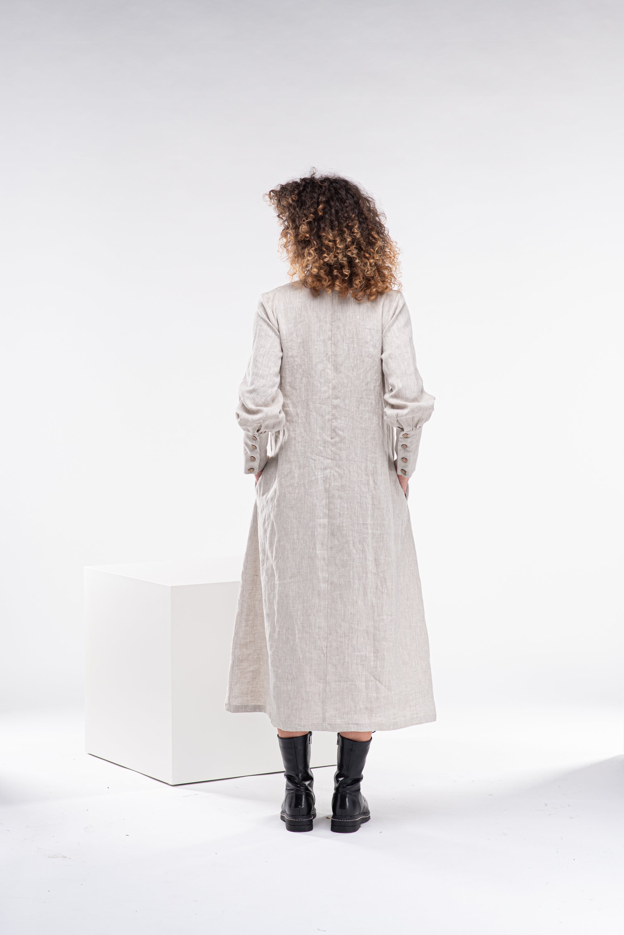 Long Sleeves Linen Dress