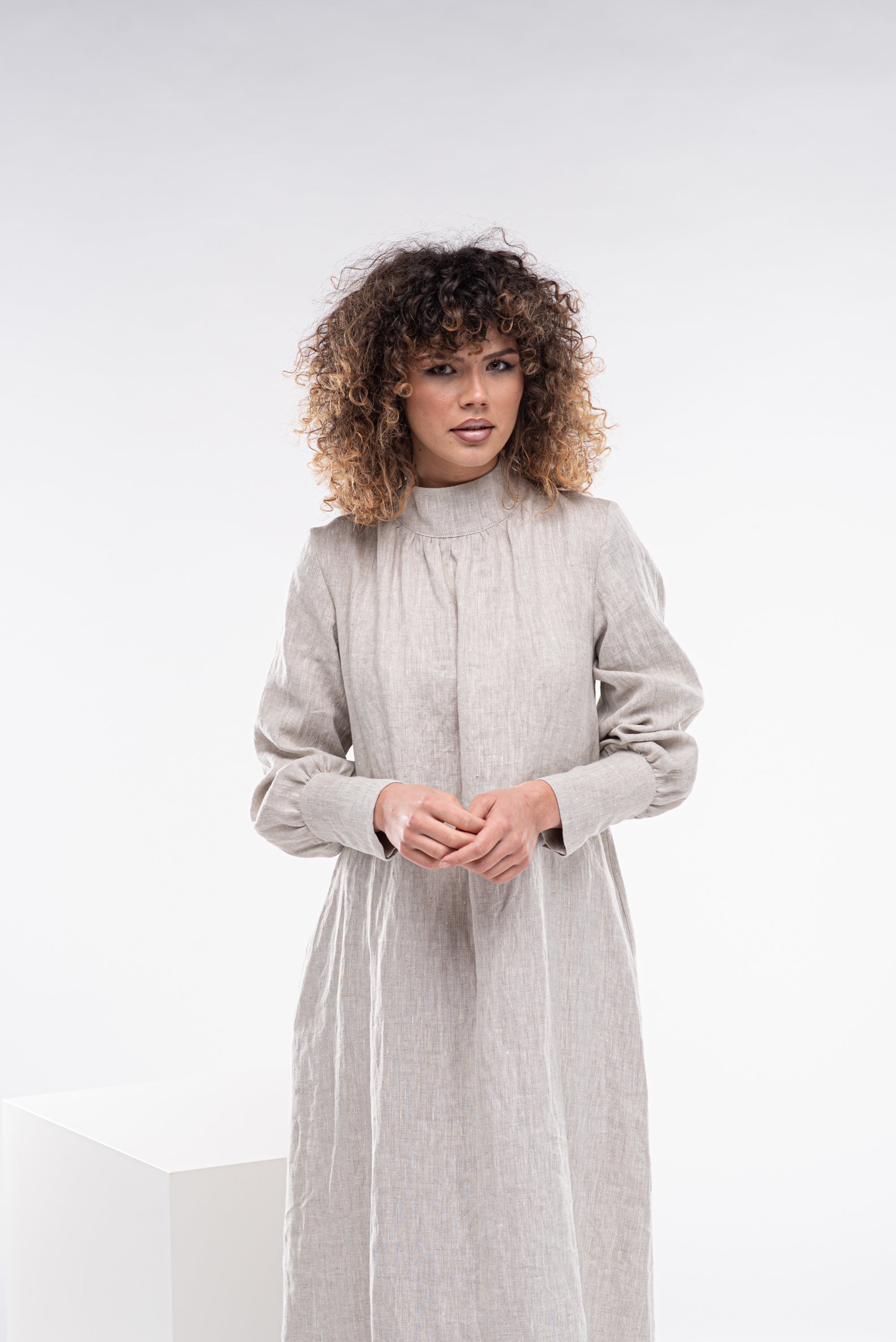 Long Sleeves Linen Dress