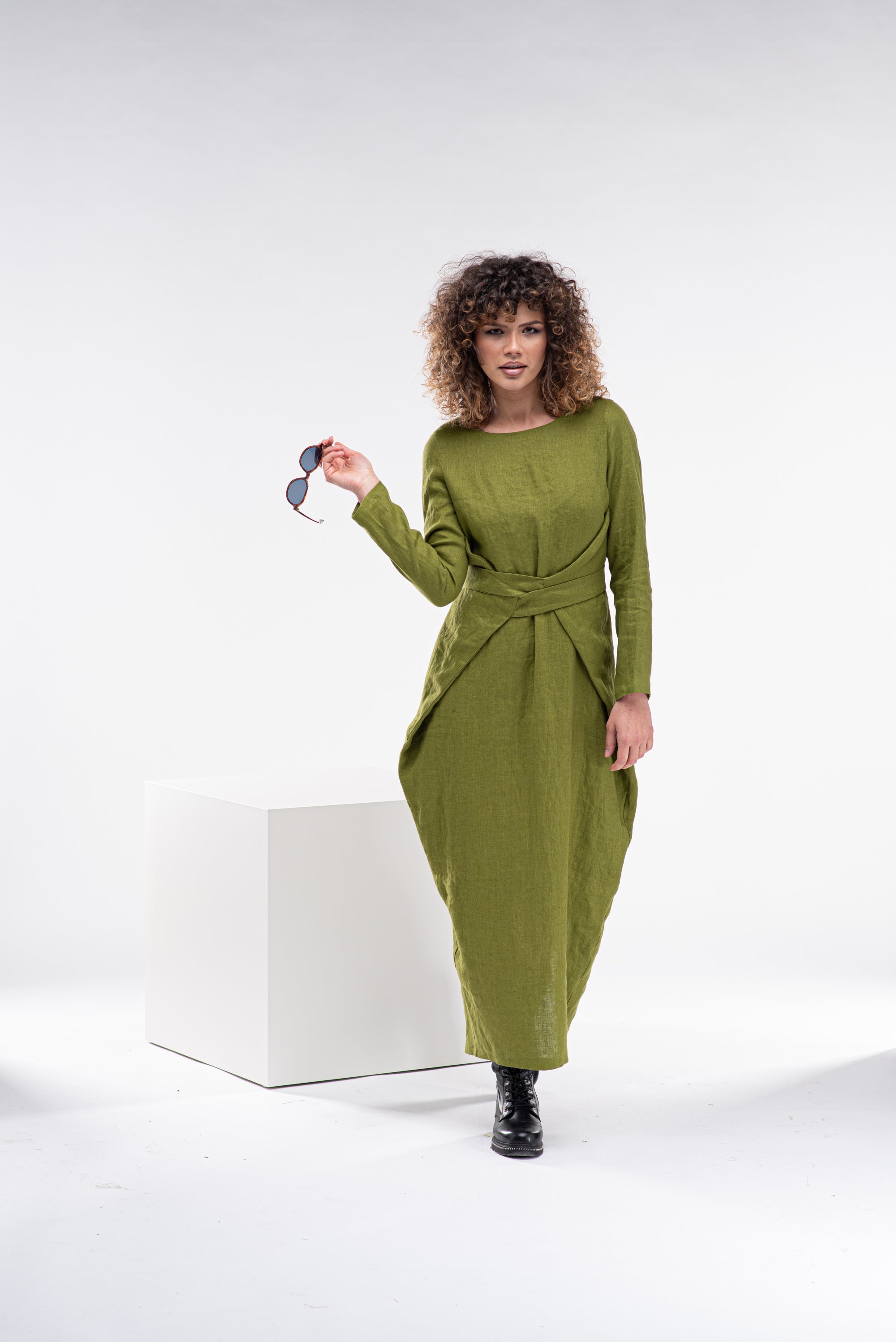multiway linen dress Linen Multiway Maxi Dress: Sleeveless Convertible A-line