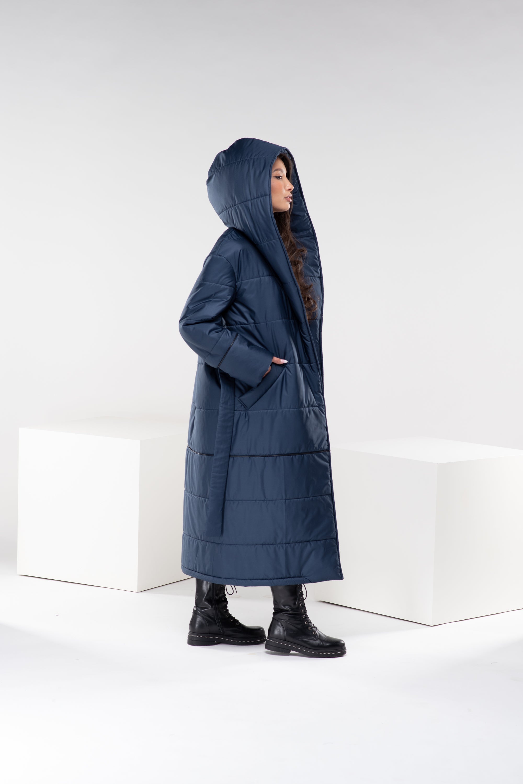 Hooded Puffer Jacket with Belt