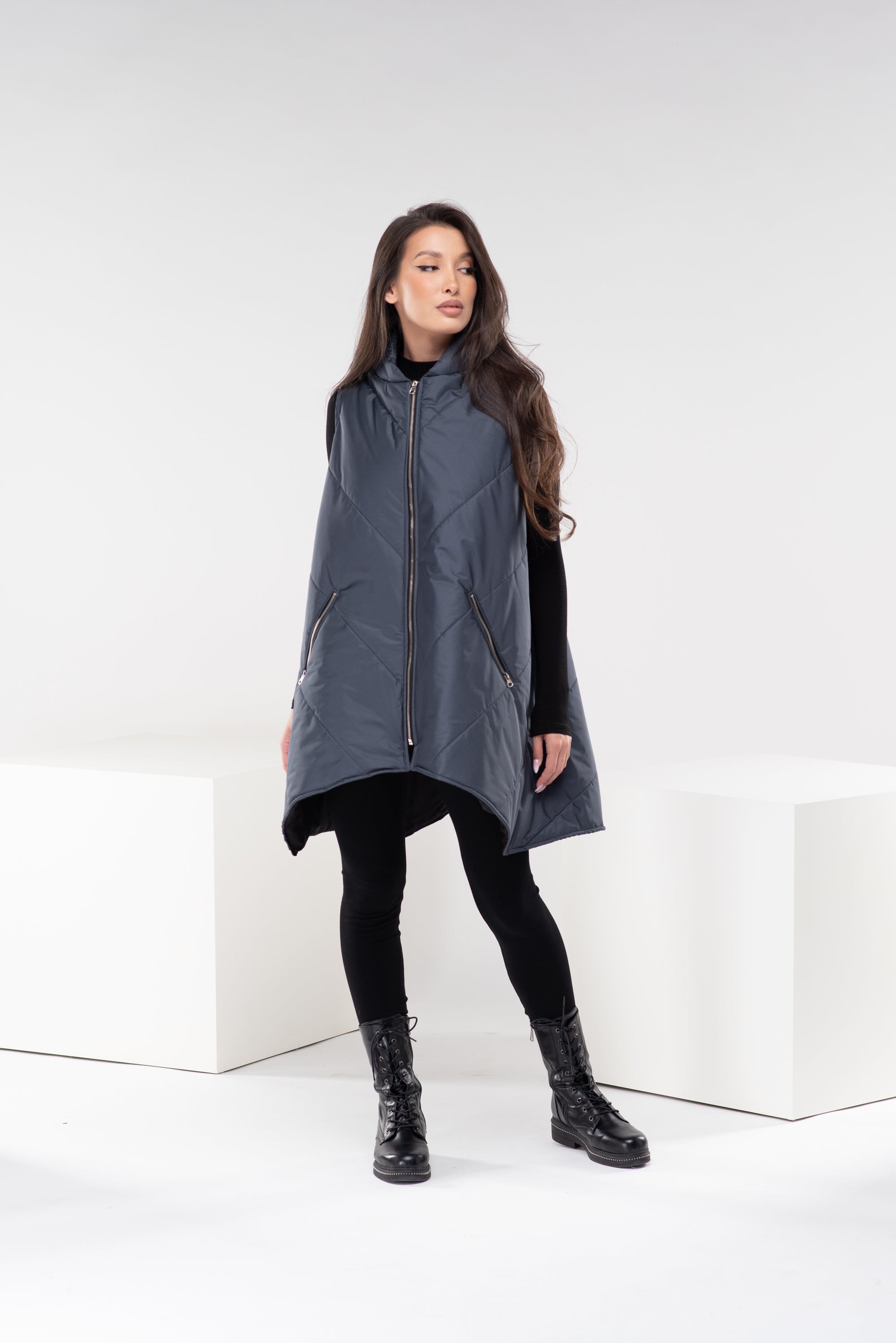 Asymmetrical Sleeveless Puffer Vest