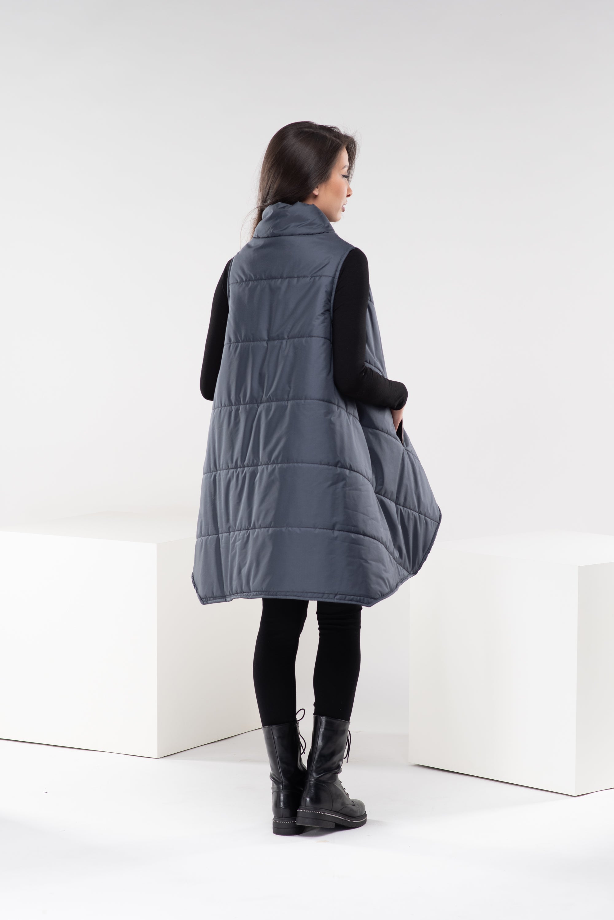 Asymmetrical Sleeveless Puffer Vest