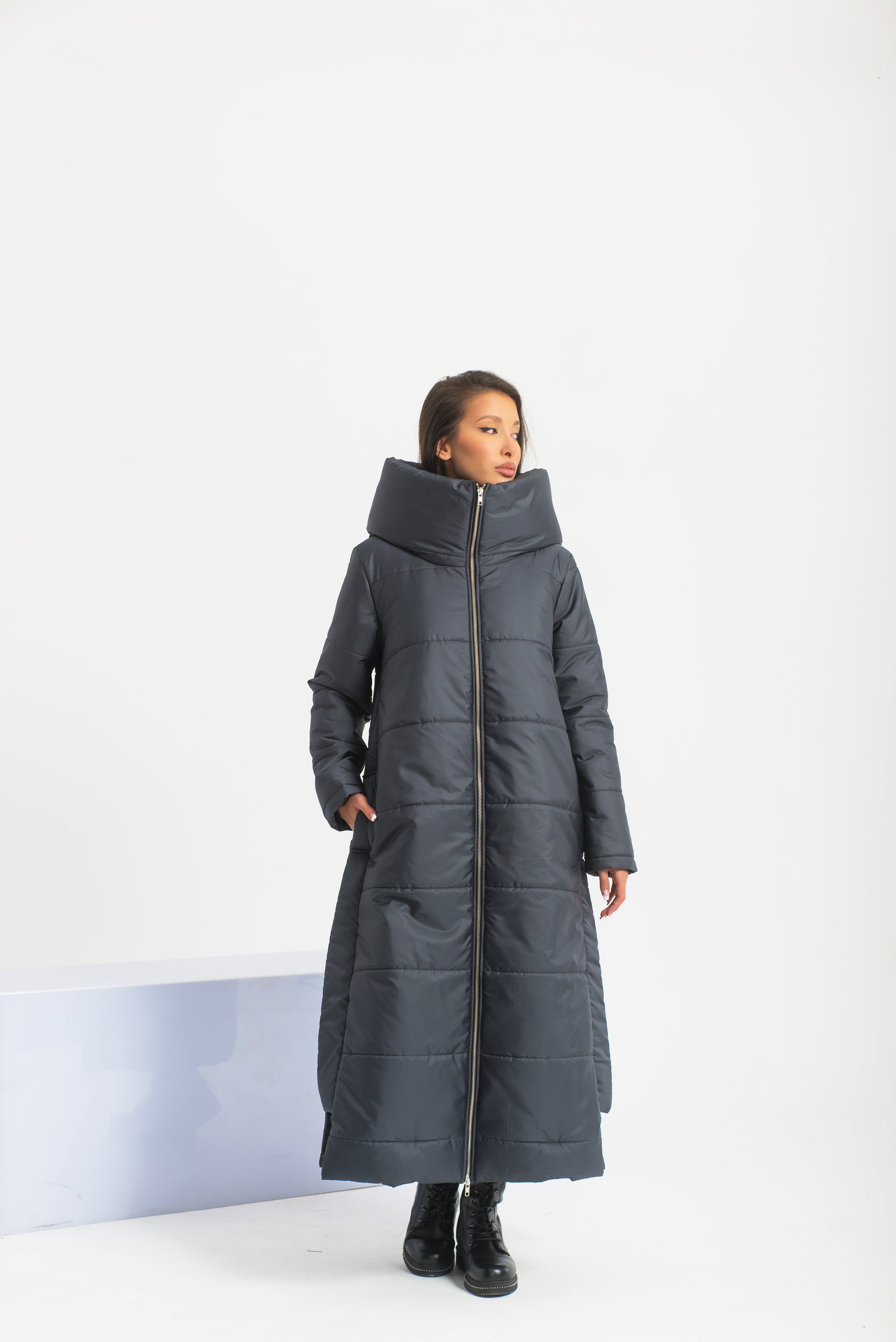 Long Asymmetrical Puffer Jacket