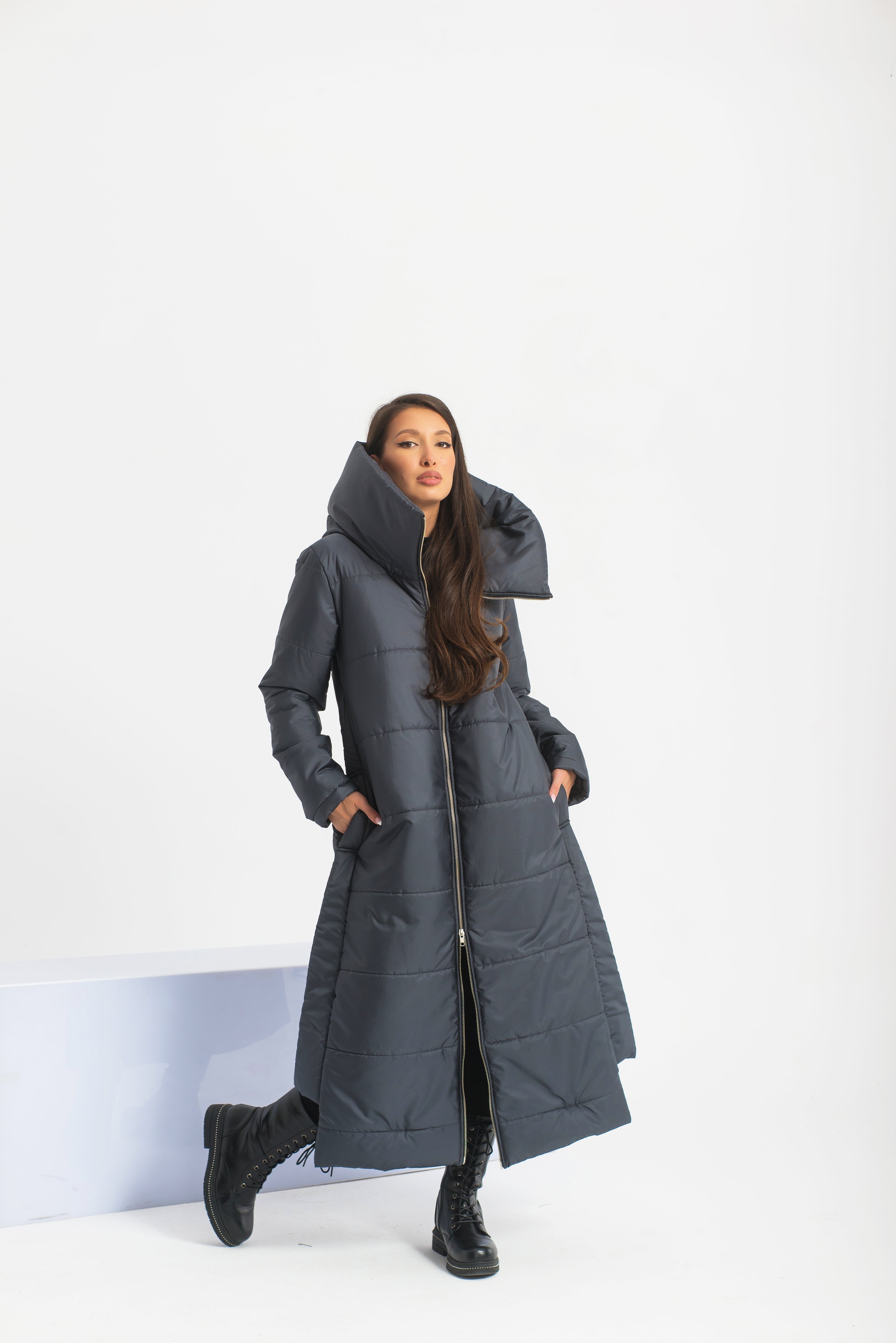 Long Asymmetrical Puffer Jacket