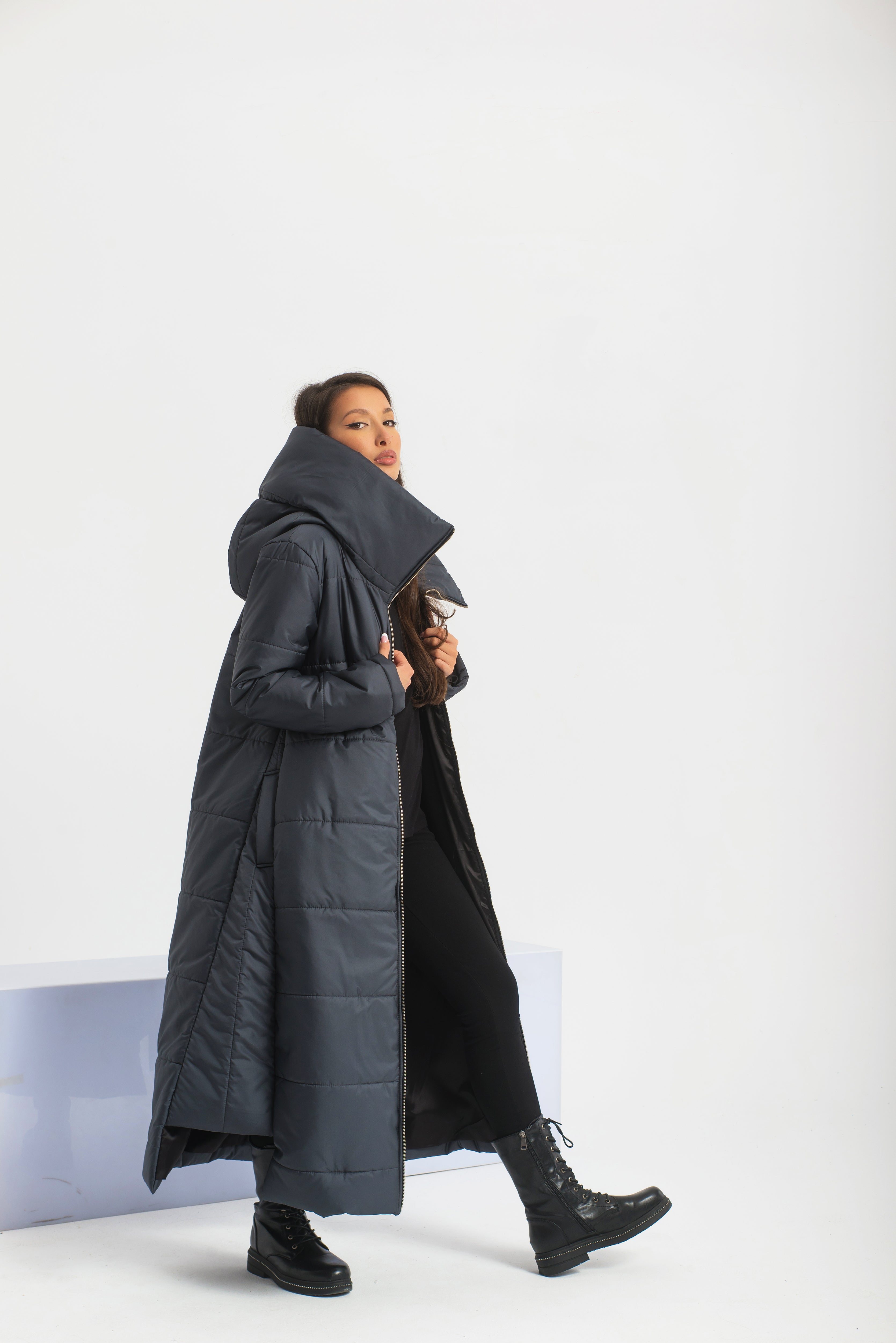 Long Asymmetrical Puffer Jacket