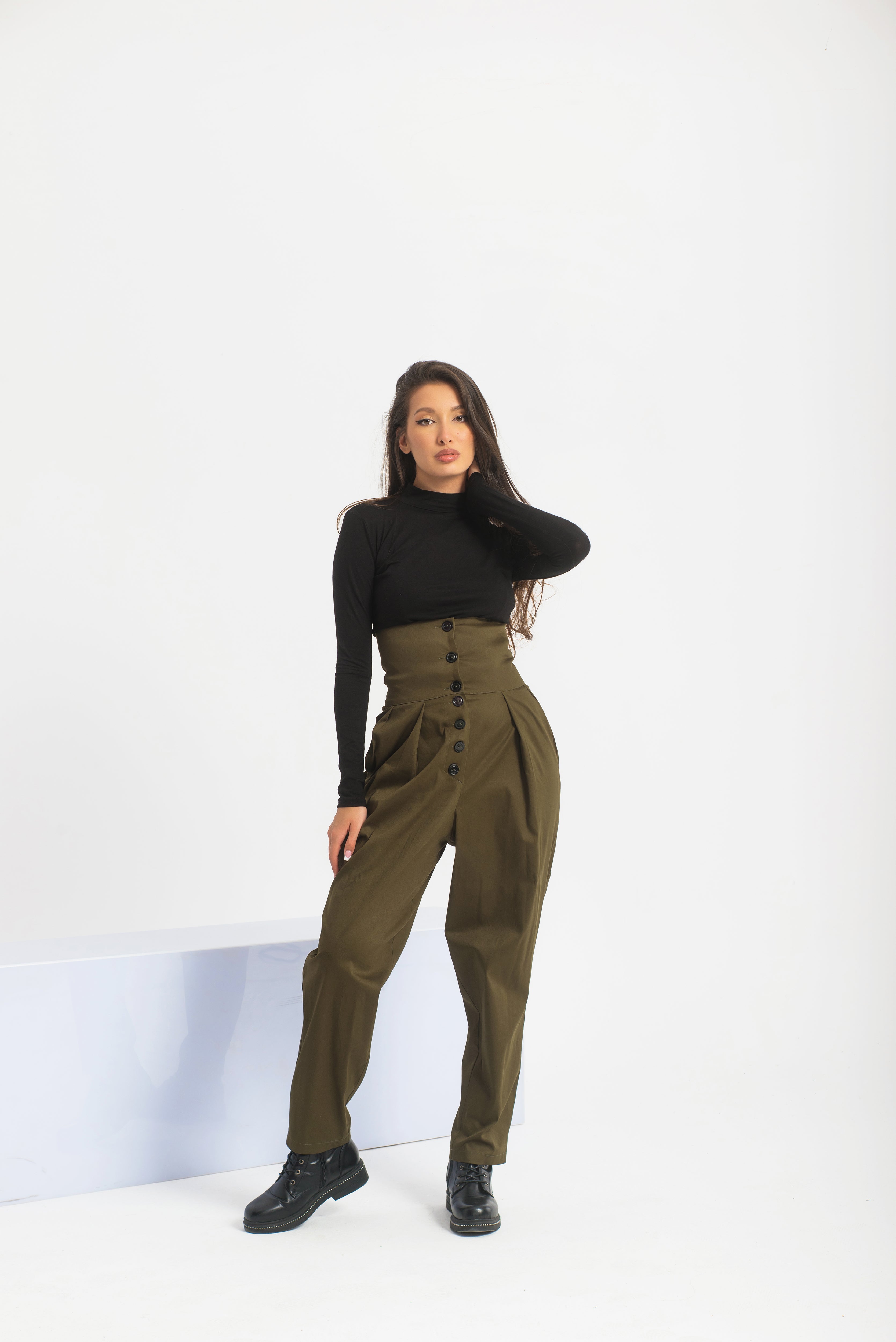 High Waisted Cotton Pants