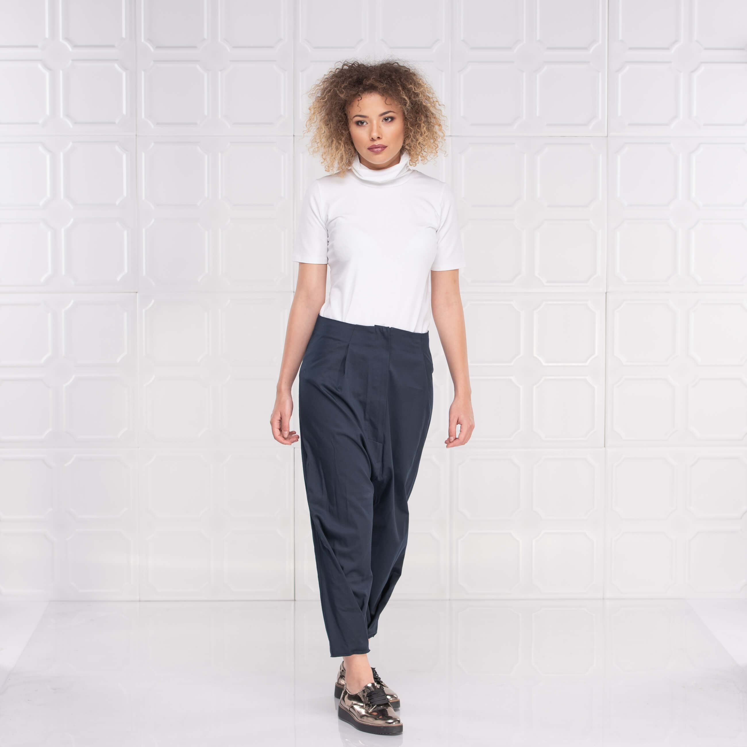 Dark Blue Extravagant Harem Capri Pants