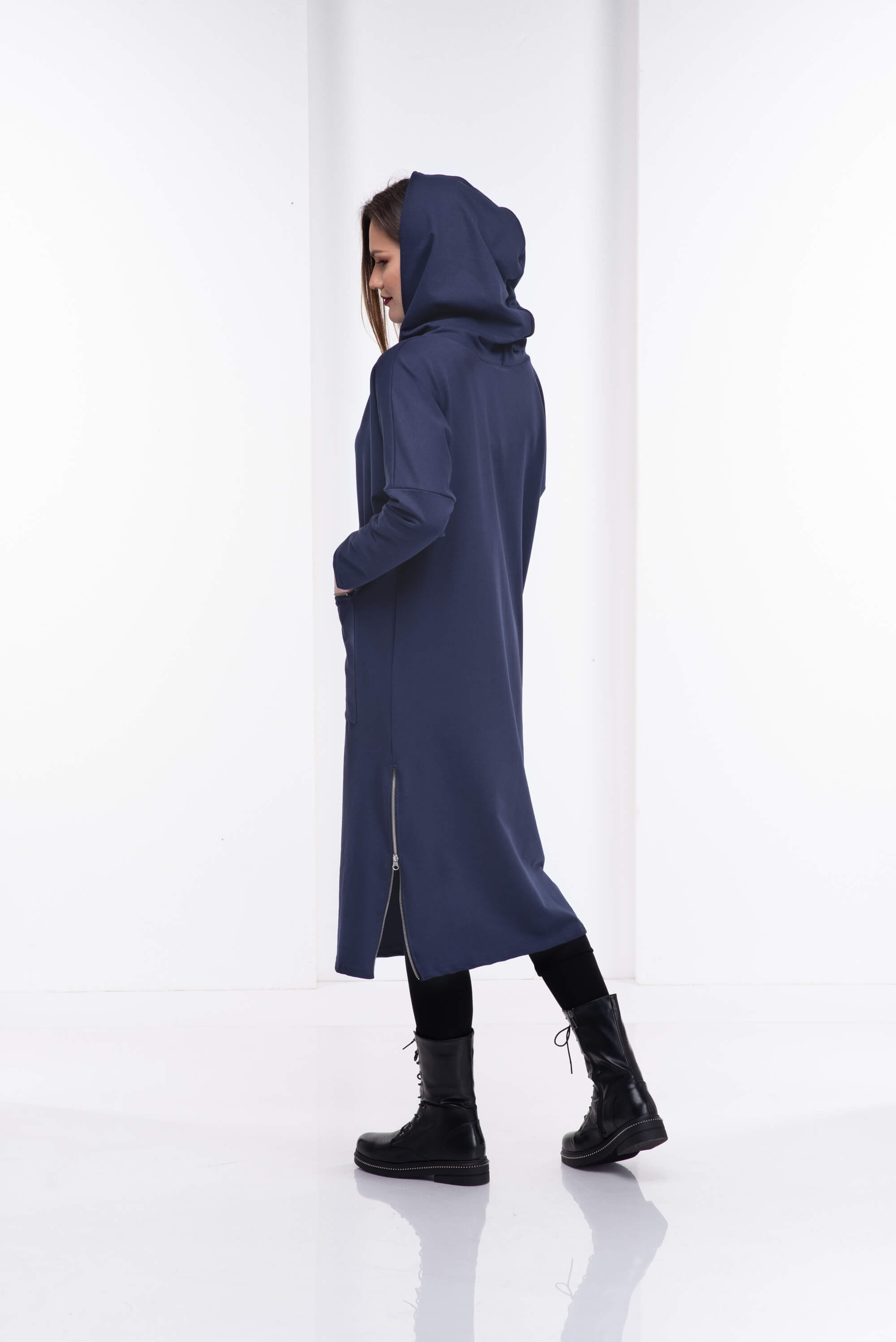 Dark Blue Oversized Long Sleeve Hoodie