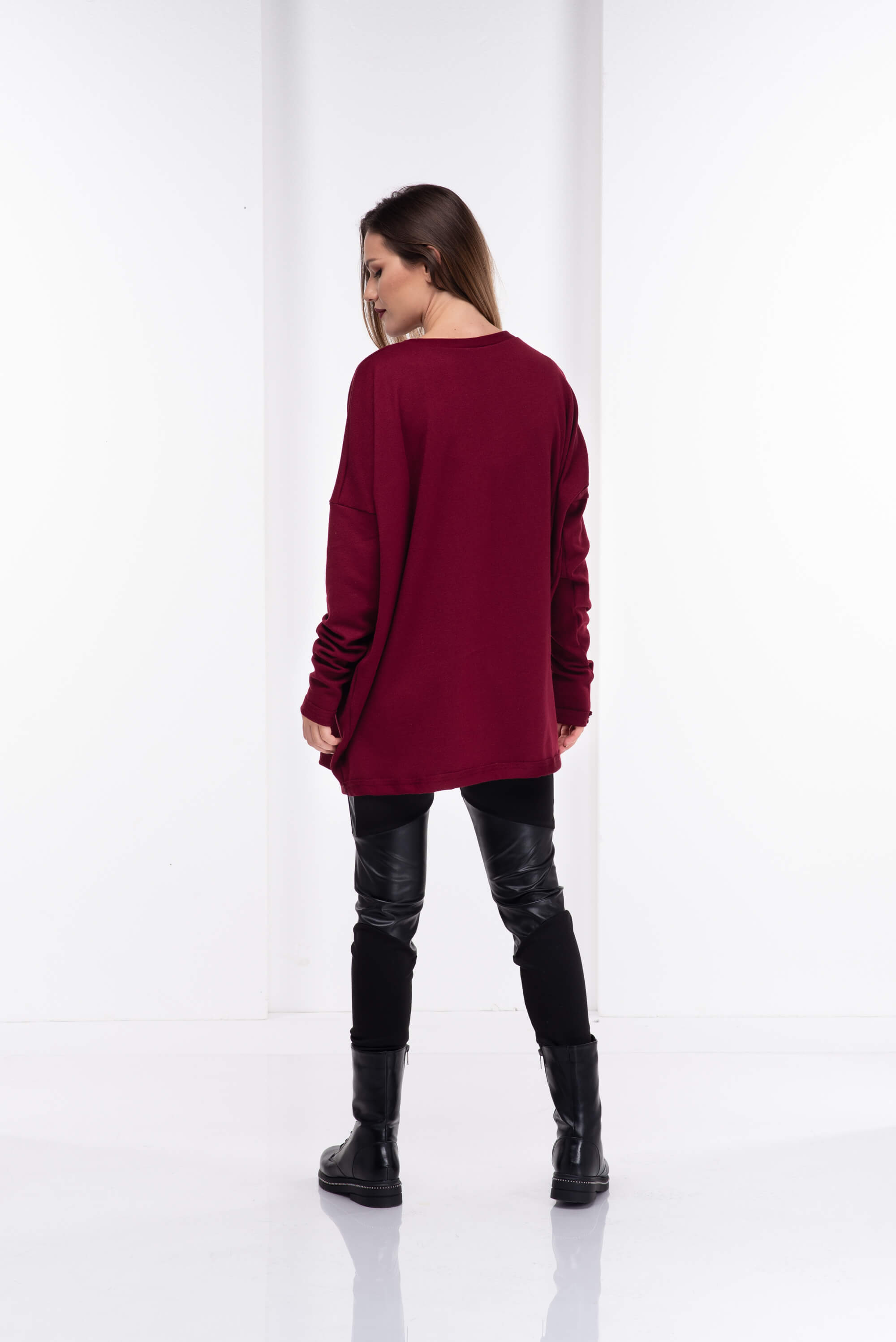 Burgundy Wool Sweater Tunic Top