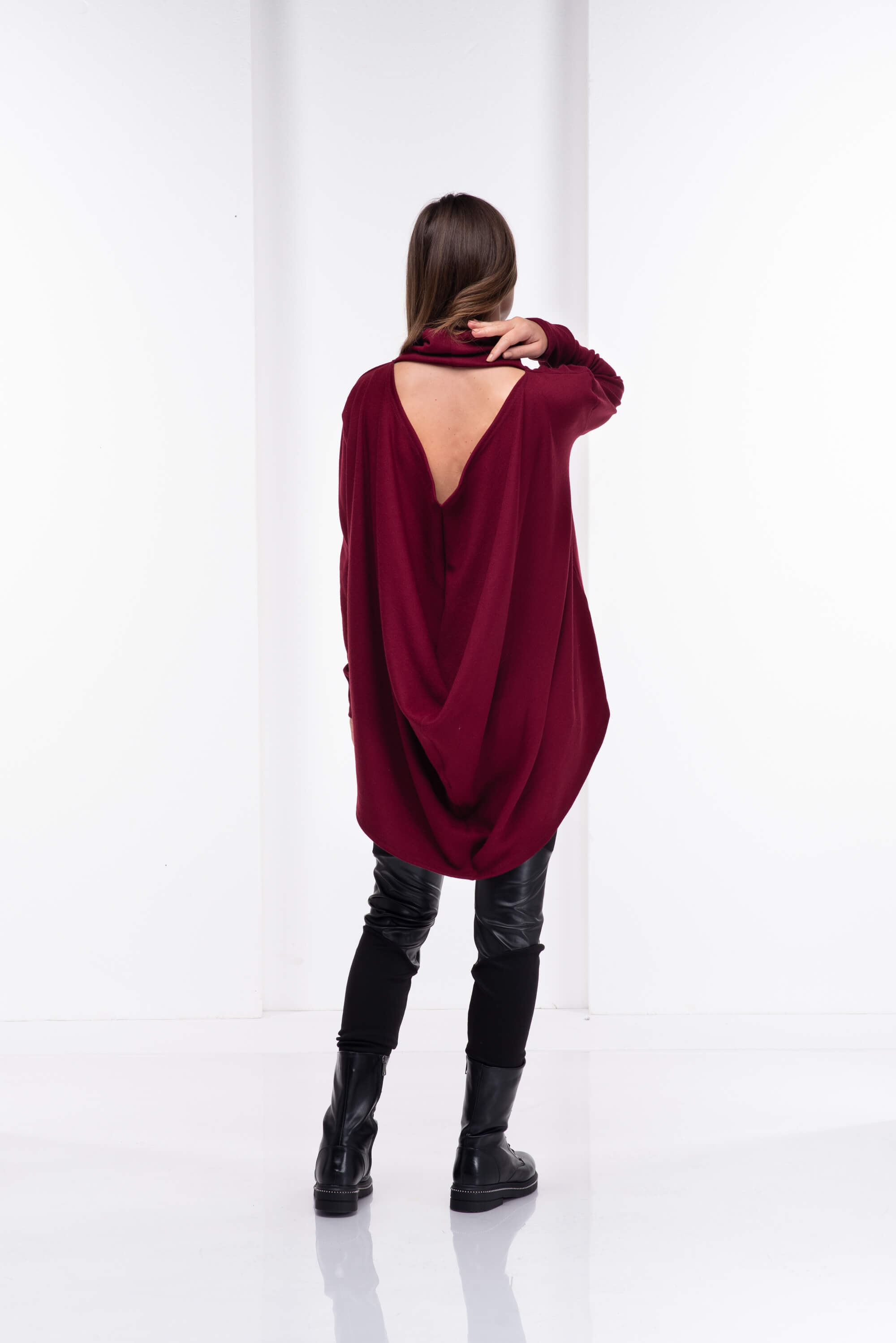 Burgundy Wool Warm Turtleneck Sweater