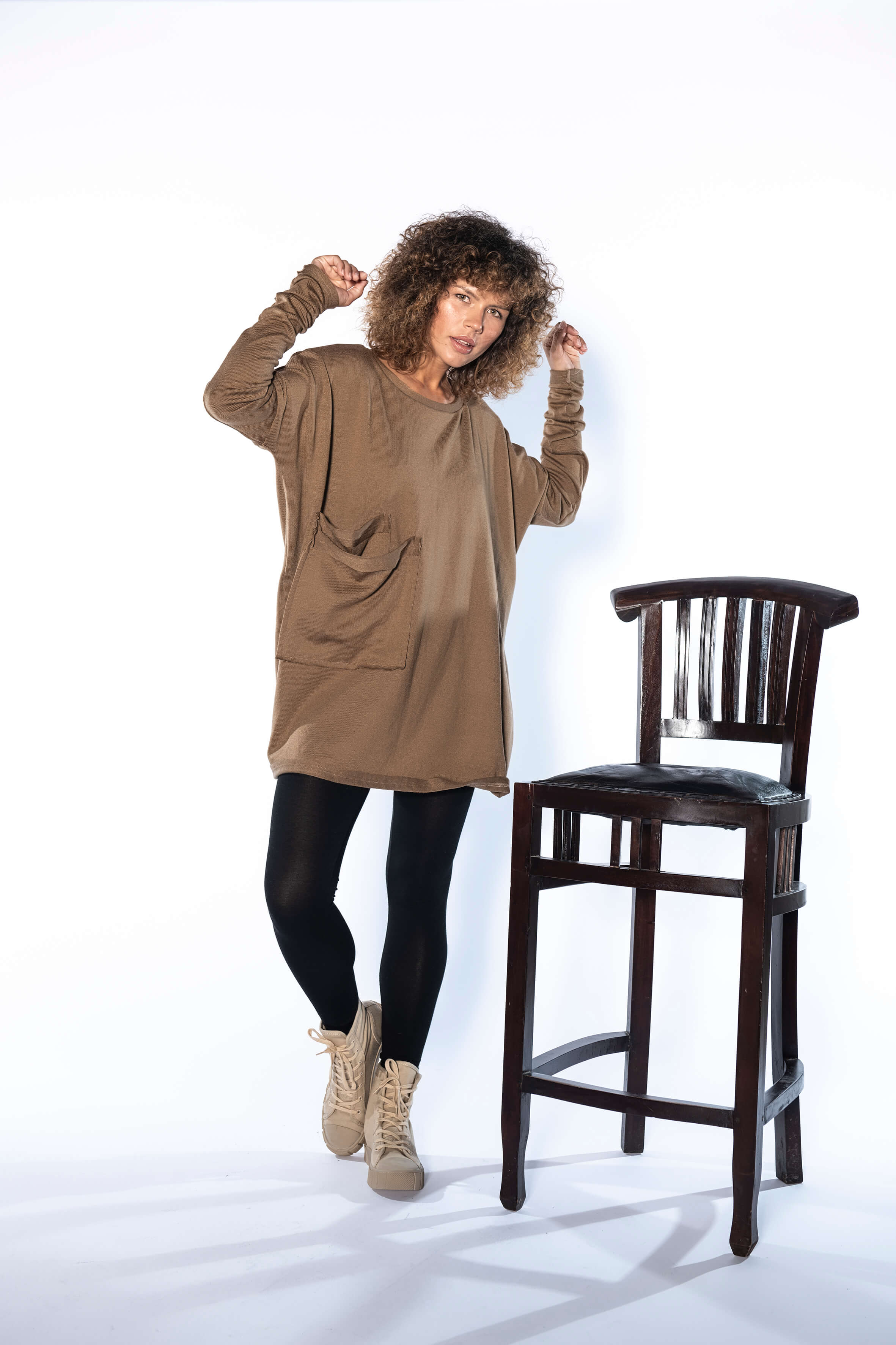 Camel Wool Sweater Tunic Top