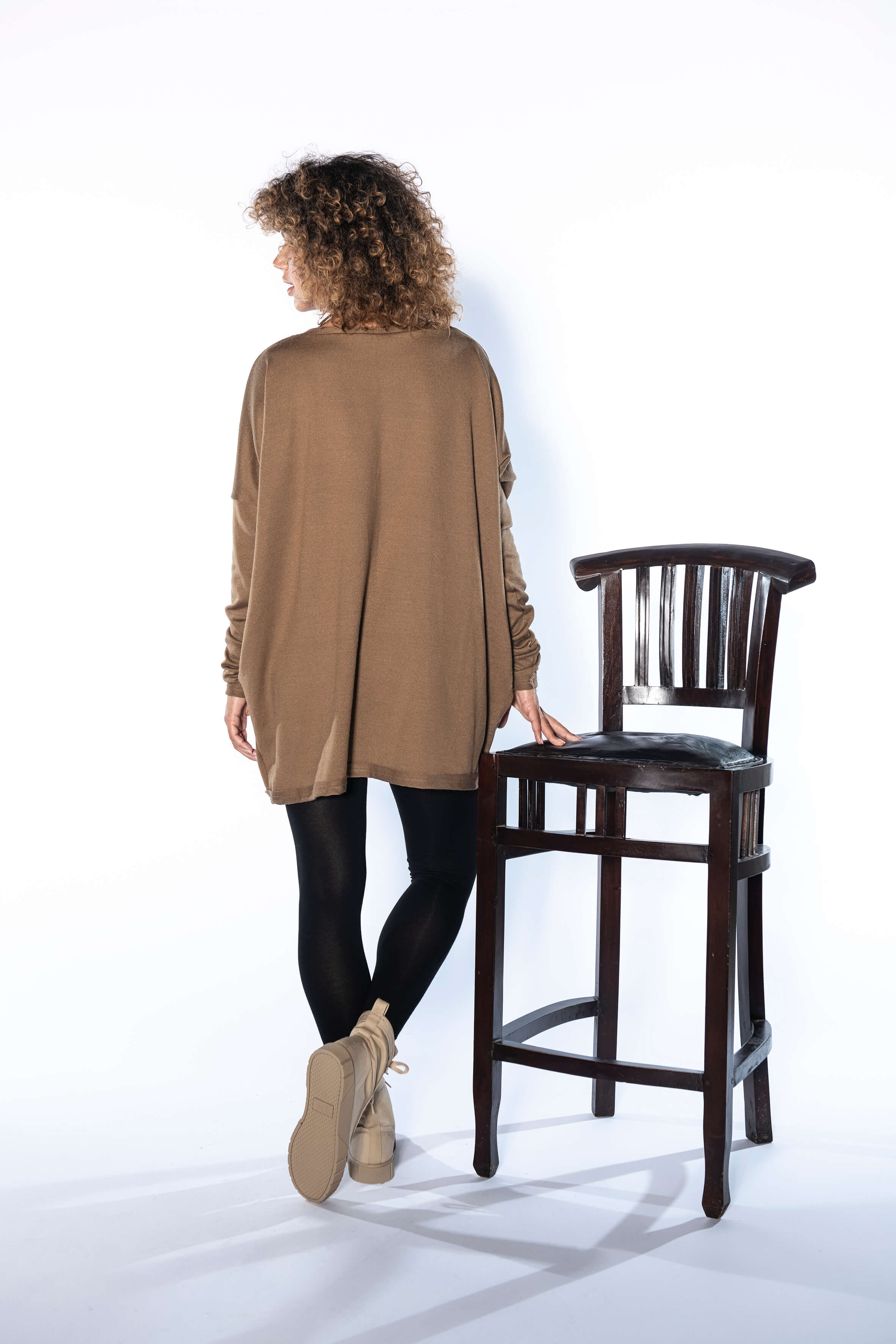 Camel Wool Sweater Tunic Top