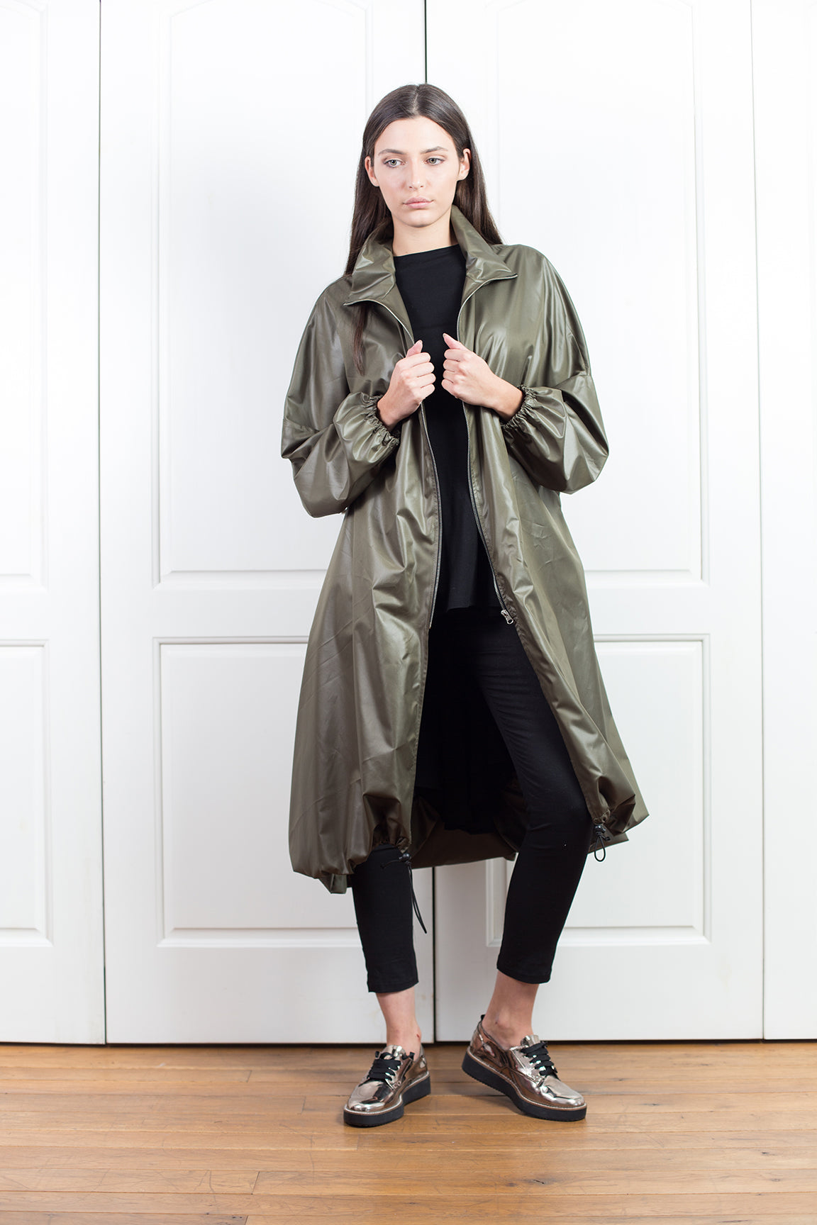 Olive Green Plus Size Raincoat