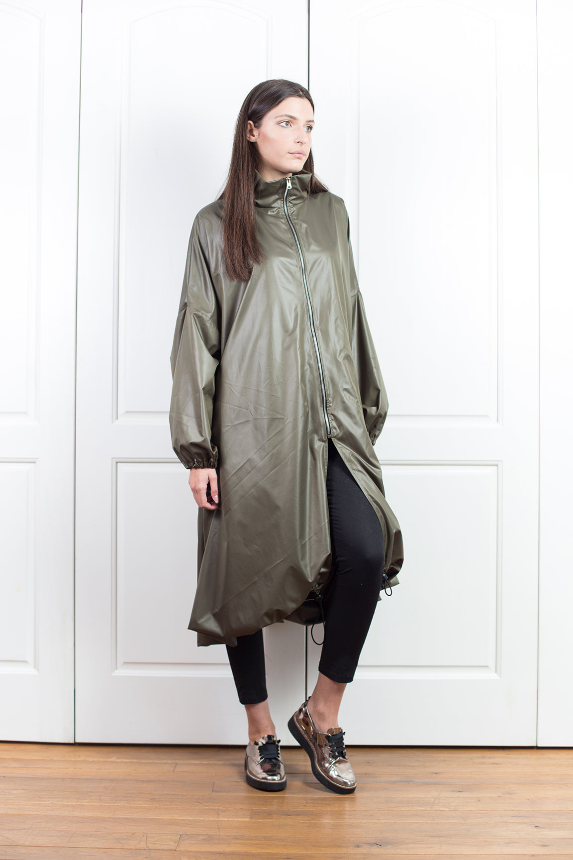 Olive Green Plus Size Raincoat