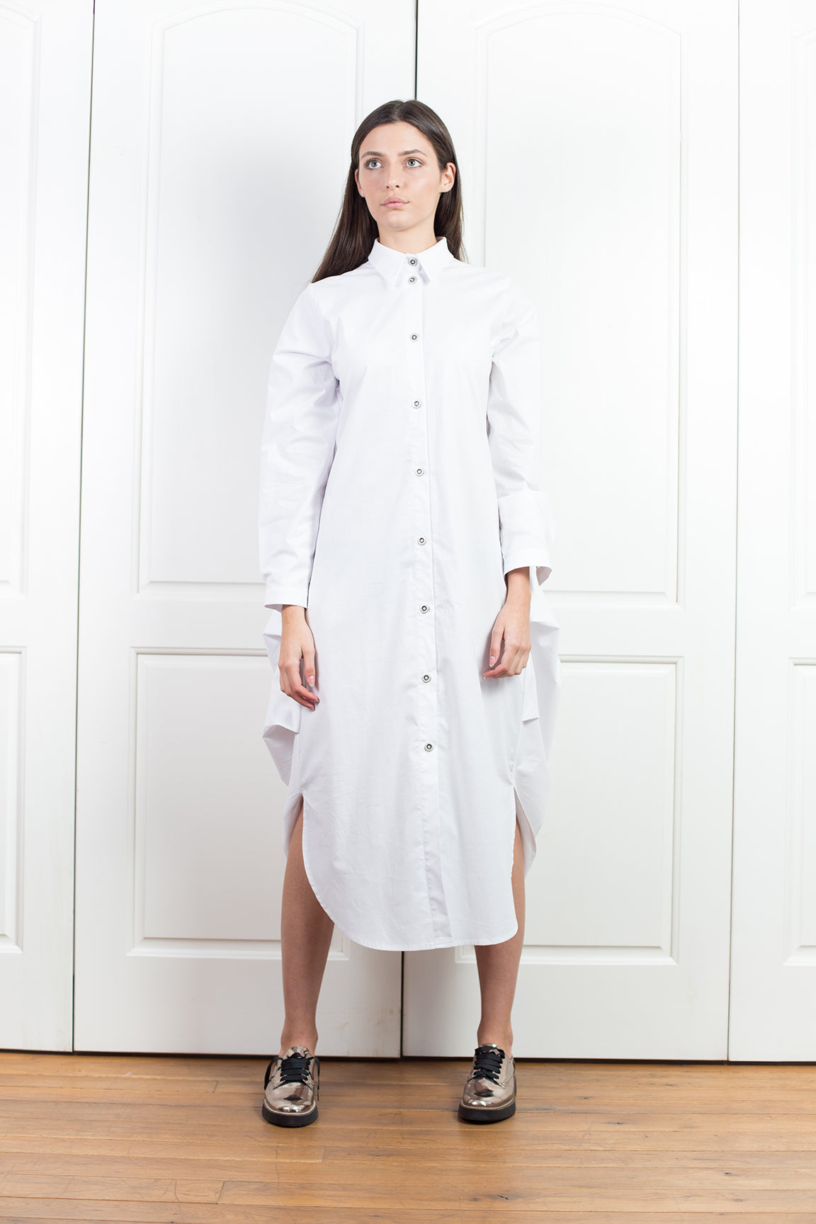 White Maxi Buttoned Shirt Dress