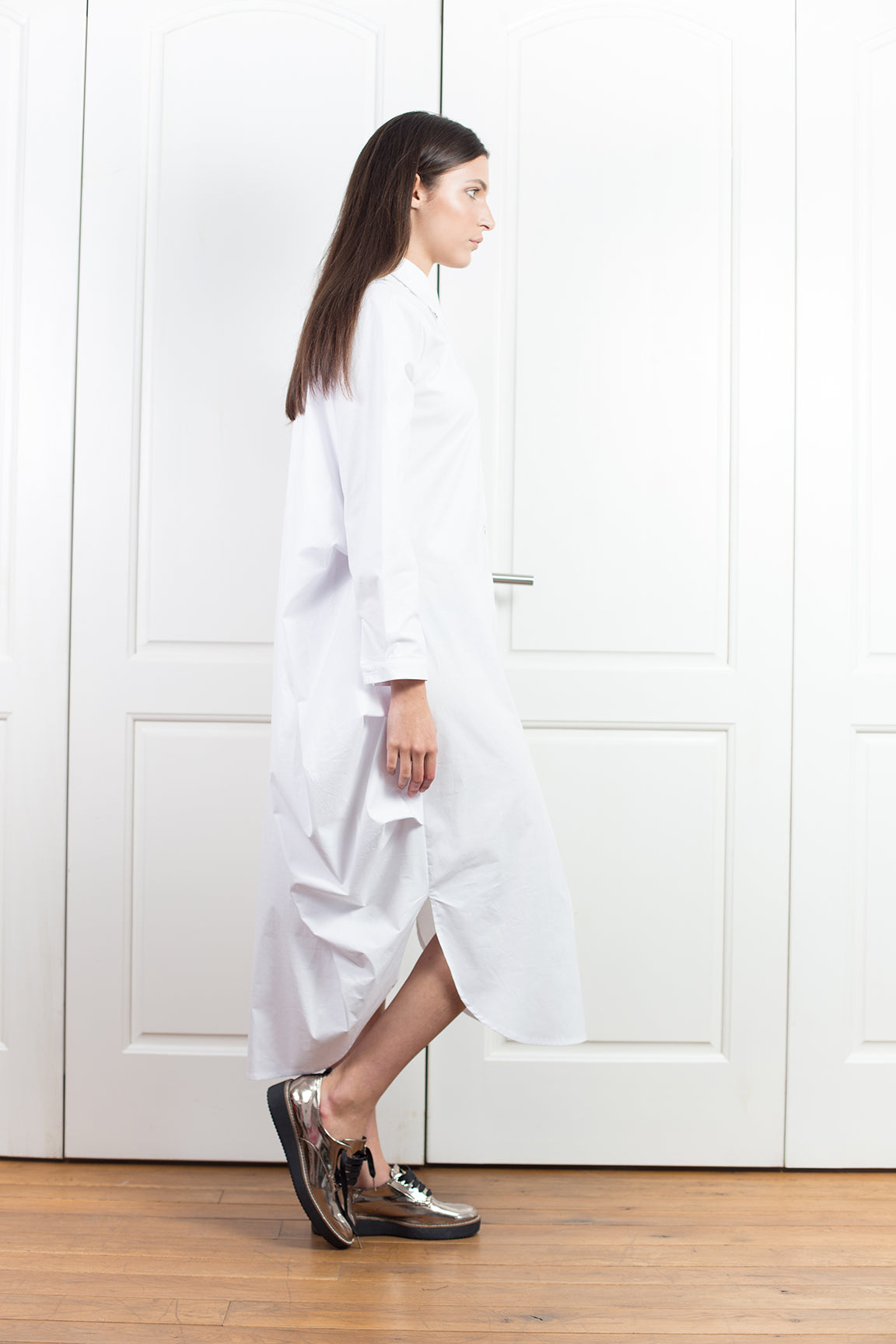 White Maxi Buttoned Shirt Dress