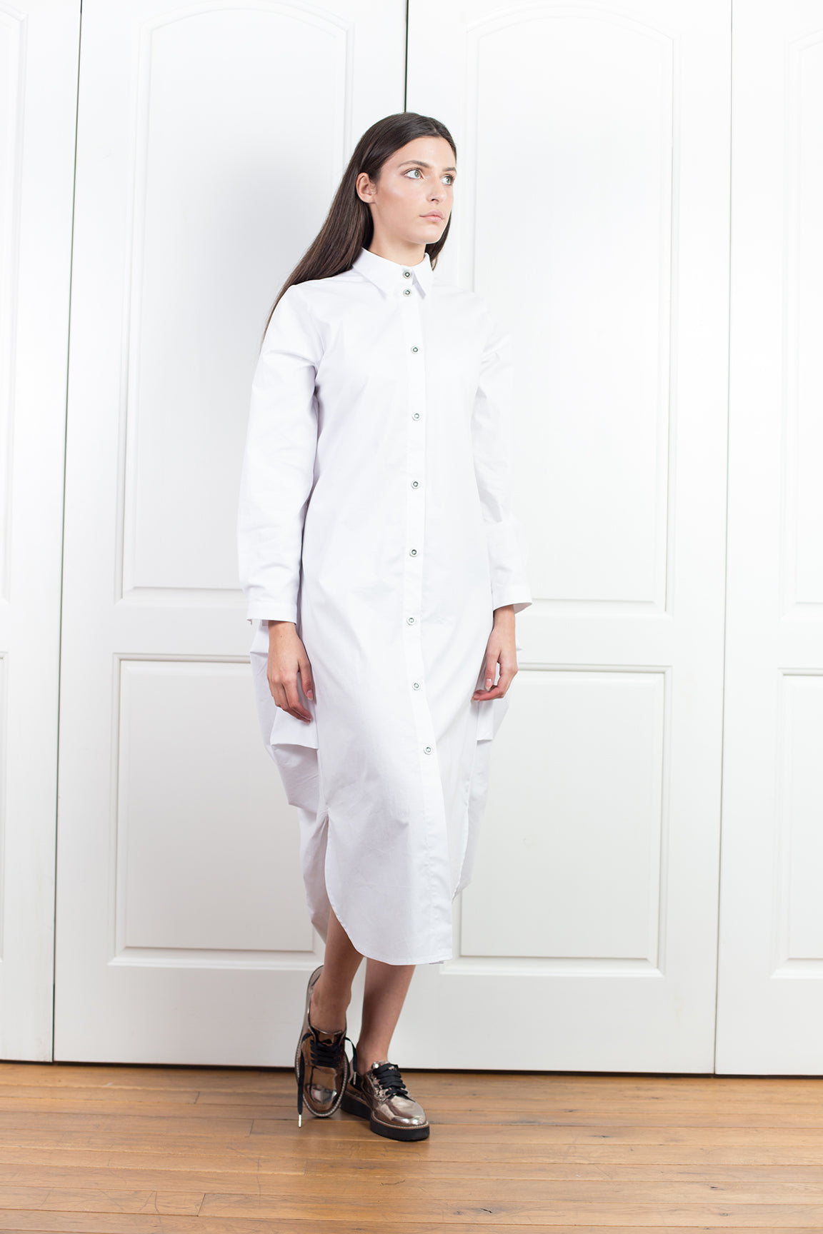 White Maxi Buttoned Shirt Dress