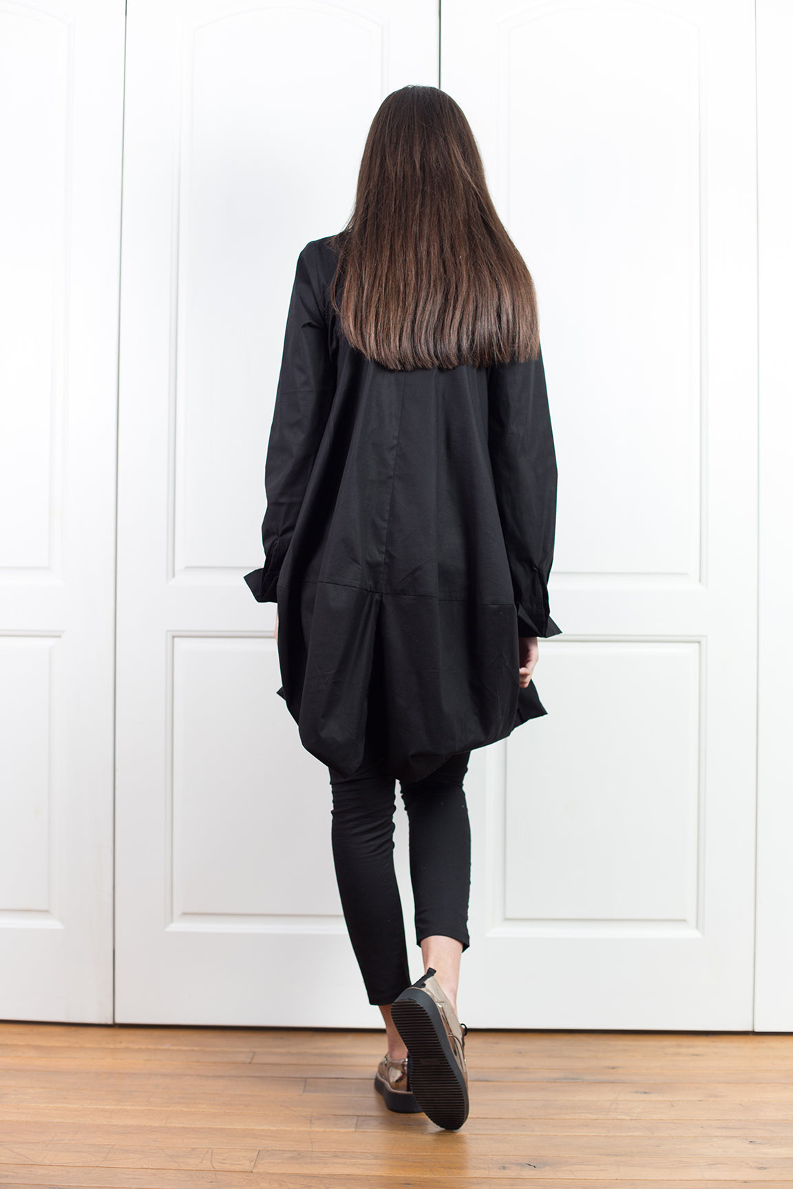 Black Asymmetrical Long Sleeve Shirt