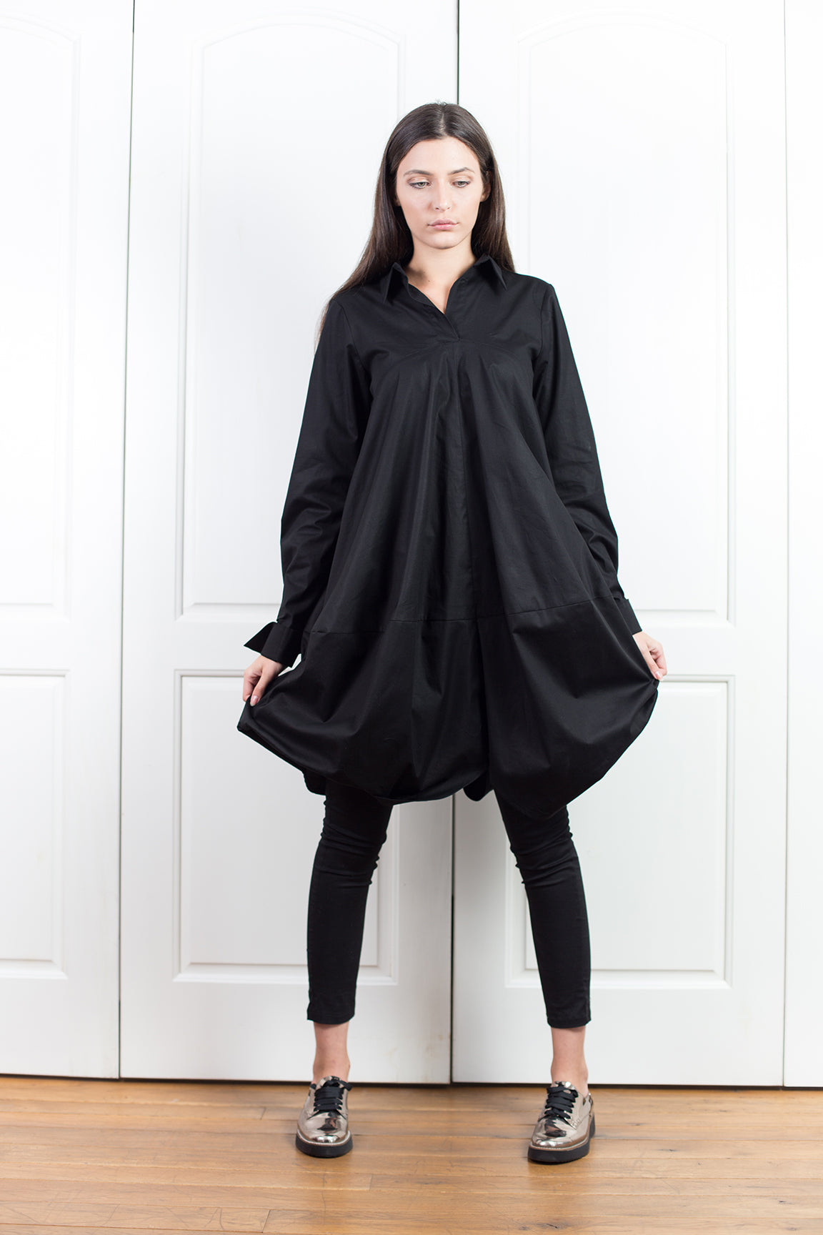 Black Asymmetrical Long Sleeve Shirt