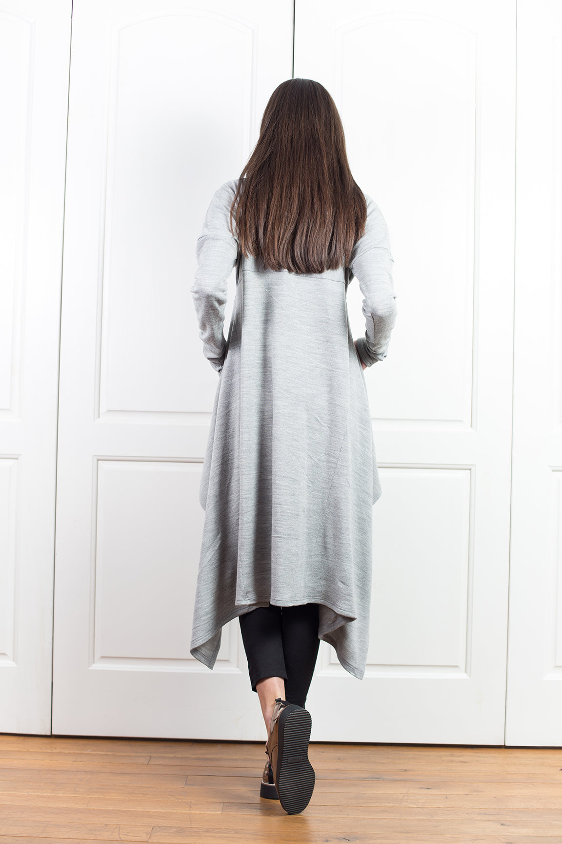 Light Grey Wool Knitted Maxi Sweater