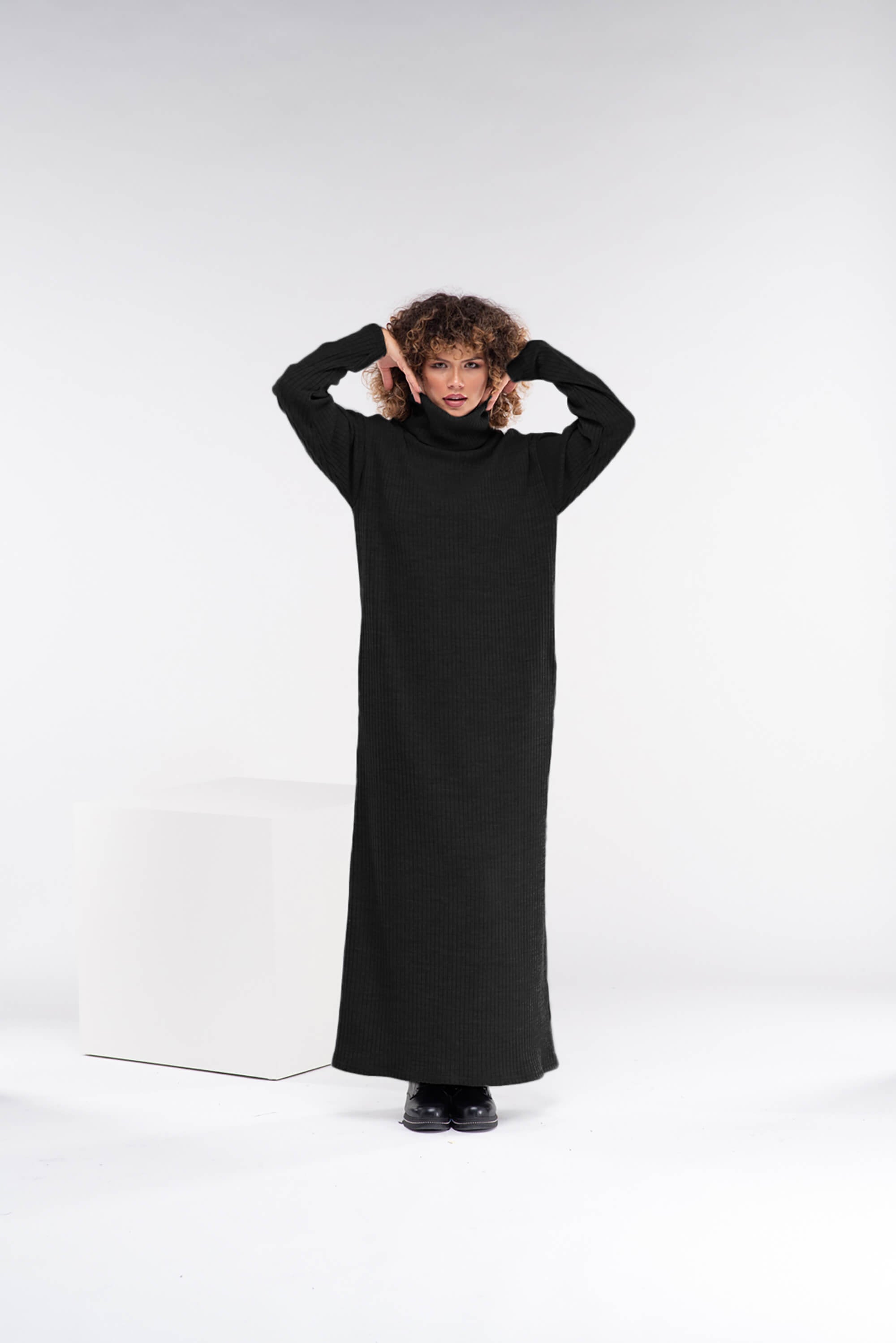 Black Long Wool Knitted Dress