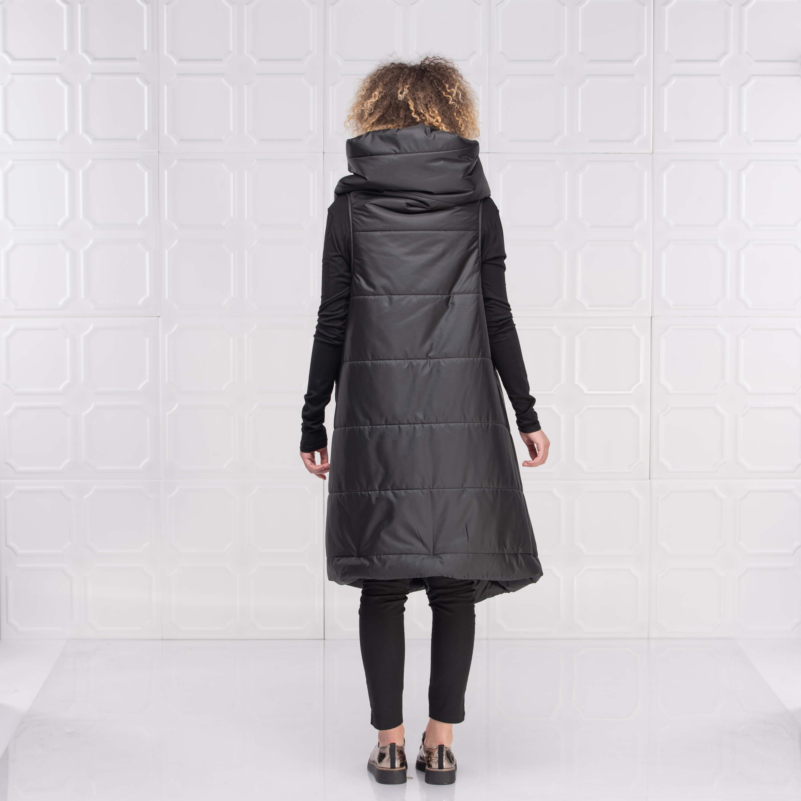 Black Maxi Loose Puffer Vest