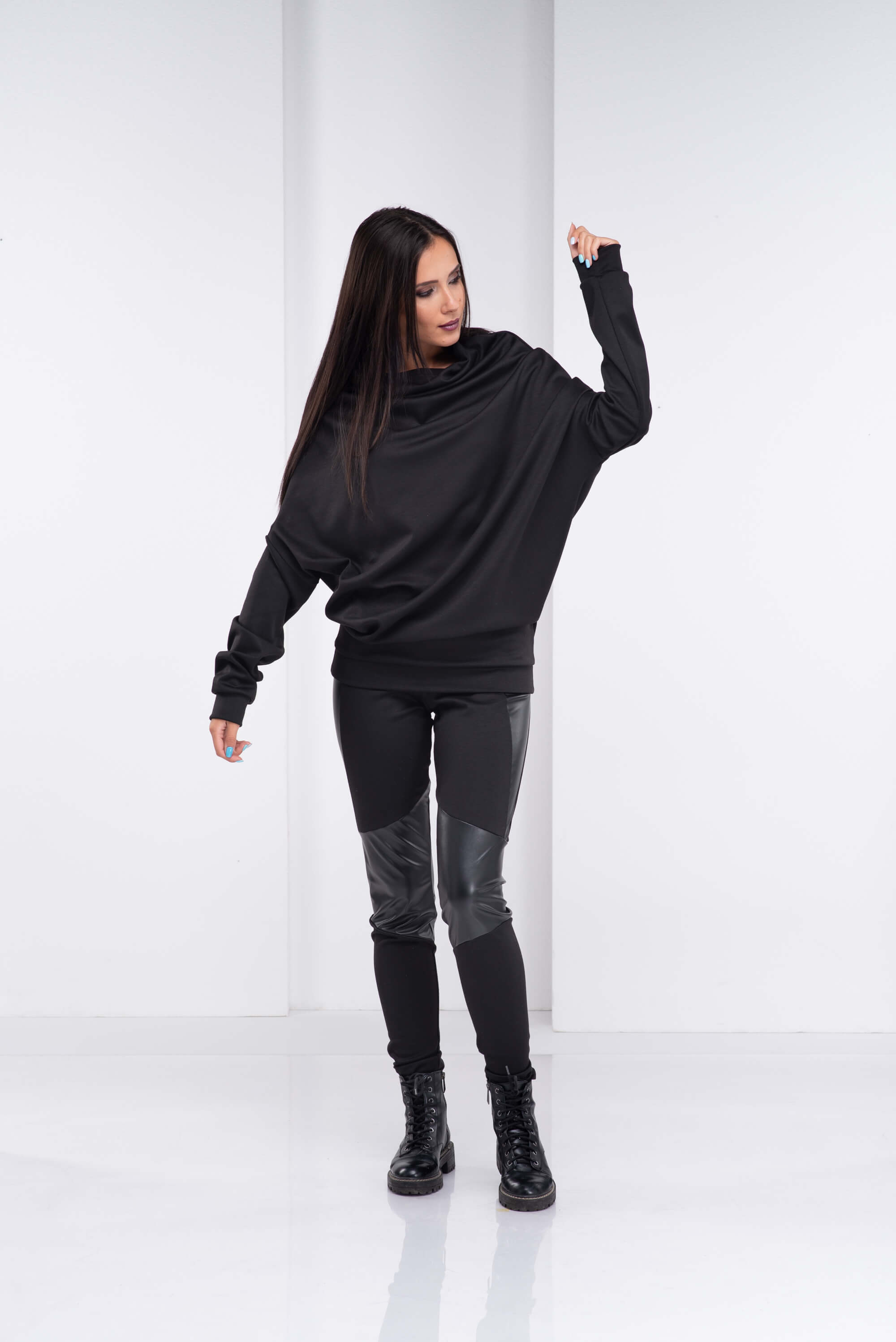 Black Loose Turtleneck Sweater