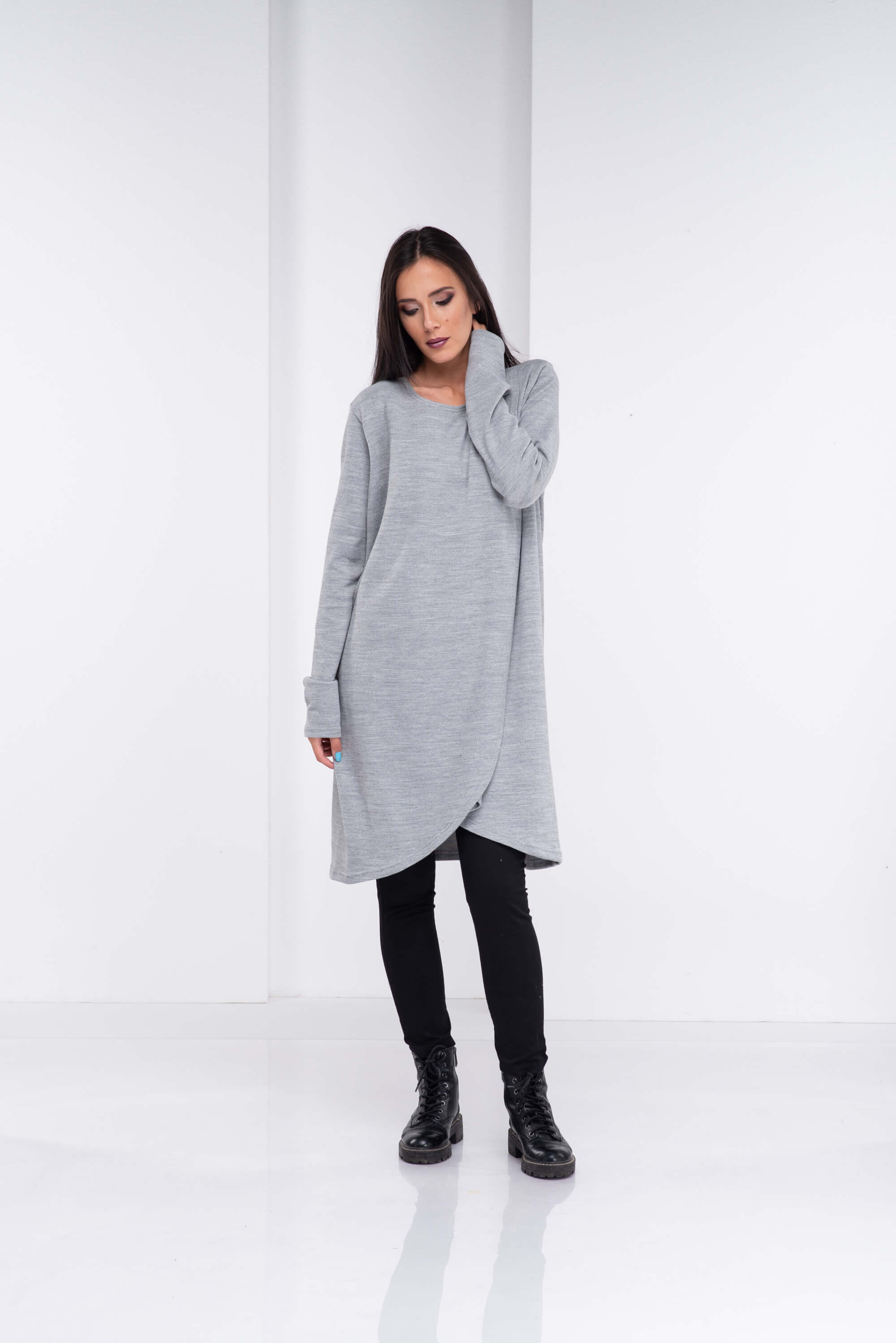 Light Grey Loose Maxi Pullover