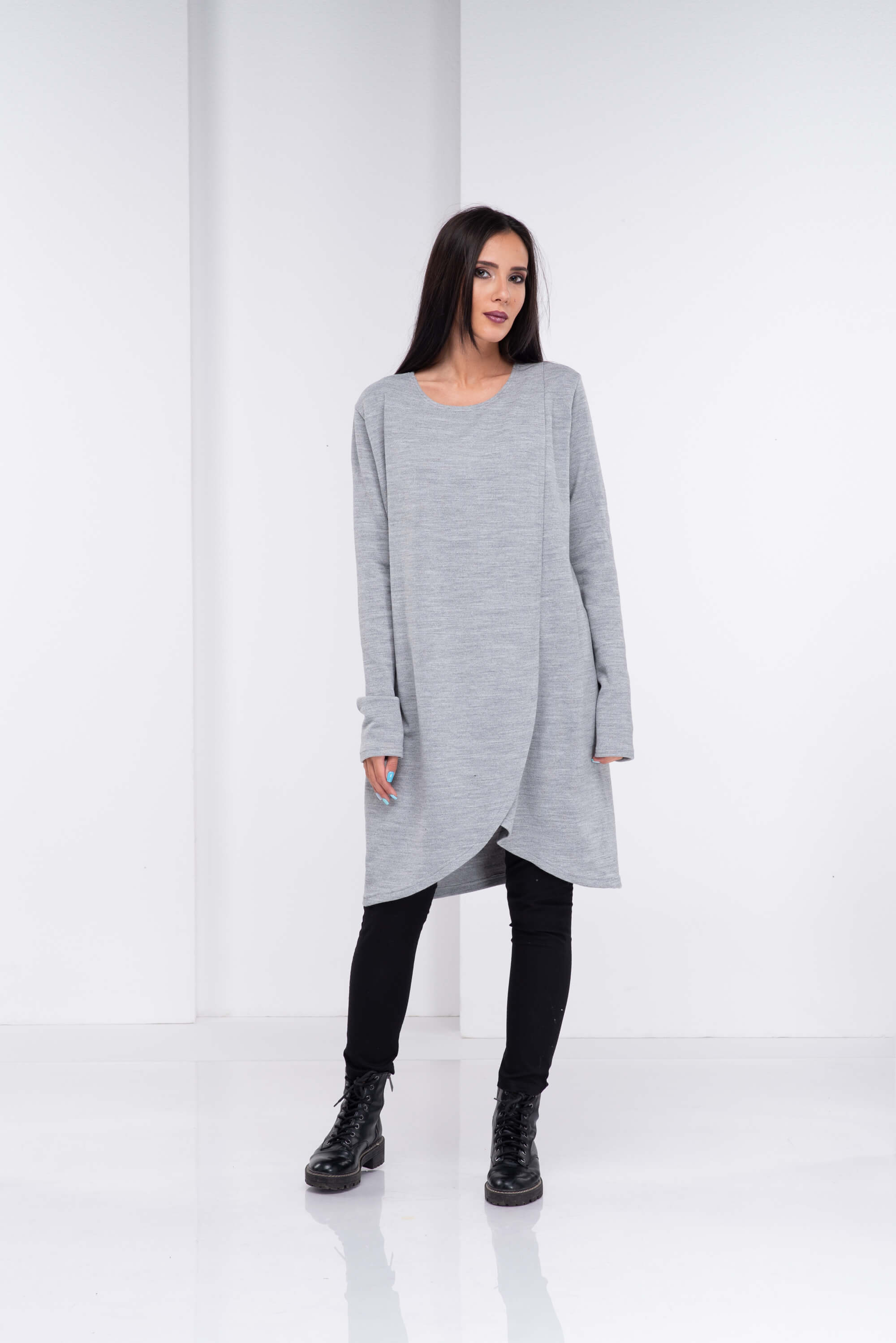 Light Grey Loose Maxi Pullover