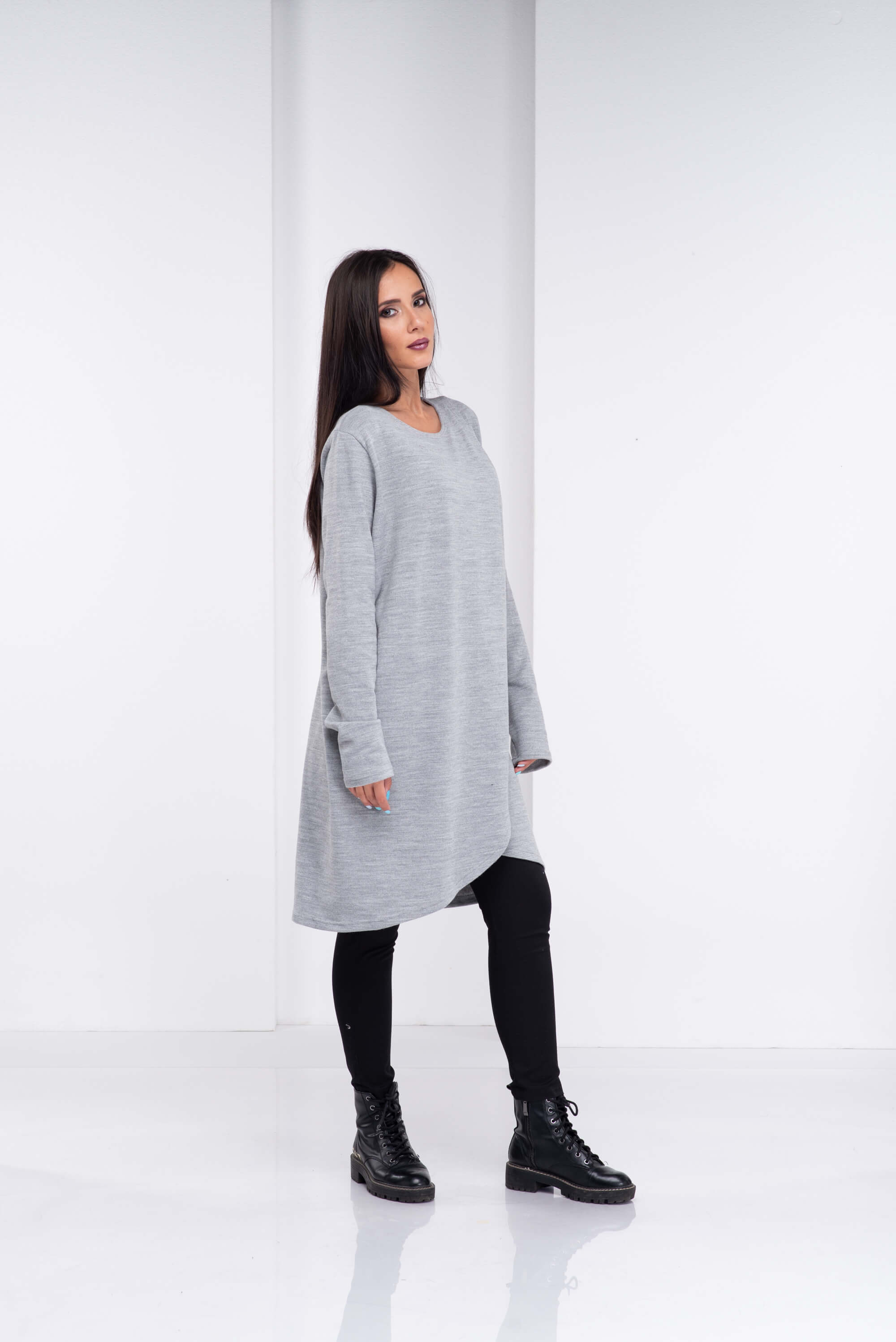 Light Grey Loose Maxi Pullover