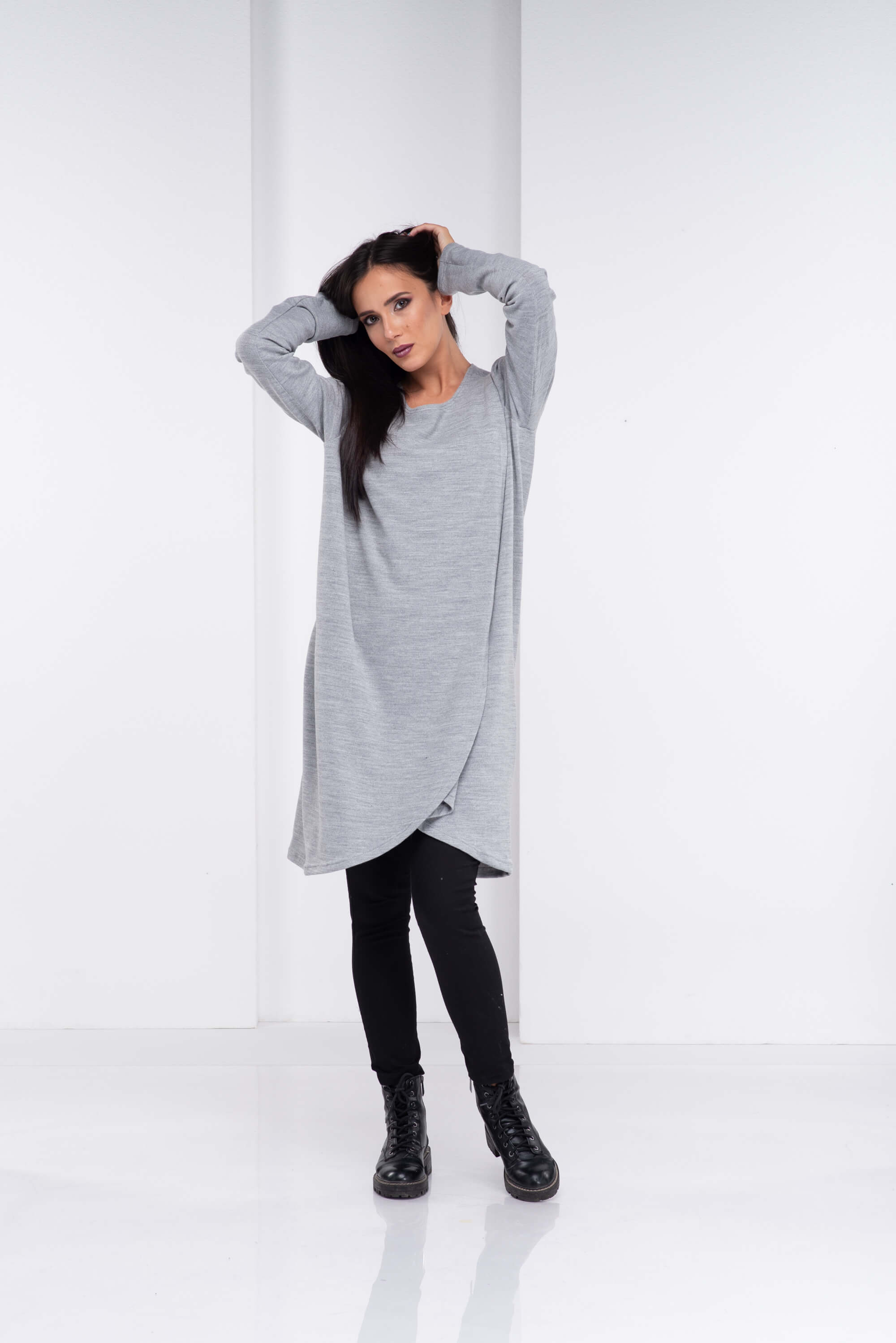 Light Grey Loose Maxi Pullover