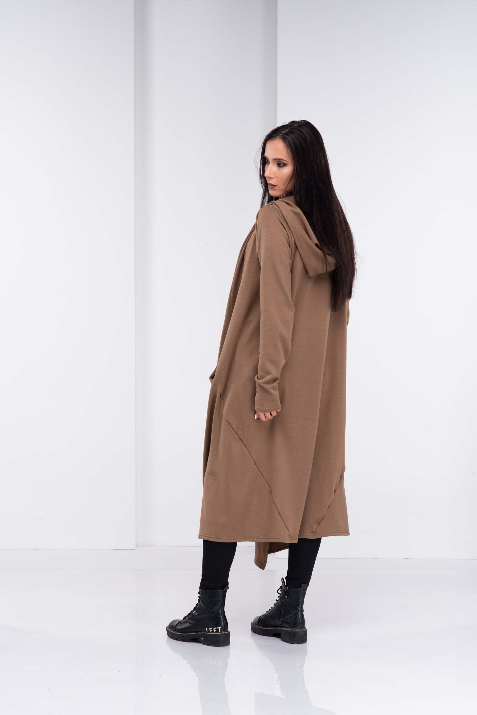 Camel Winter Hooded Cardigan Coat