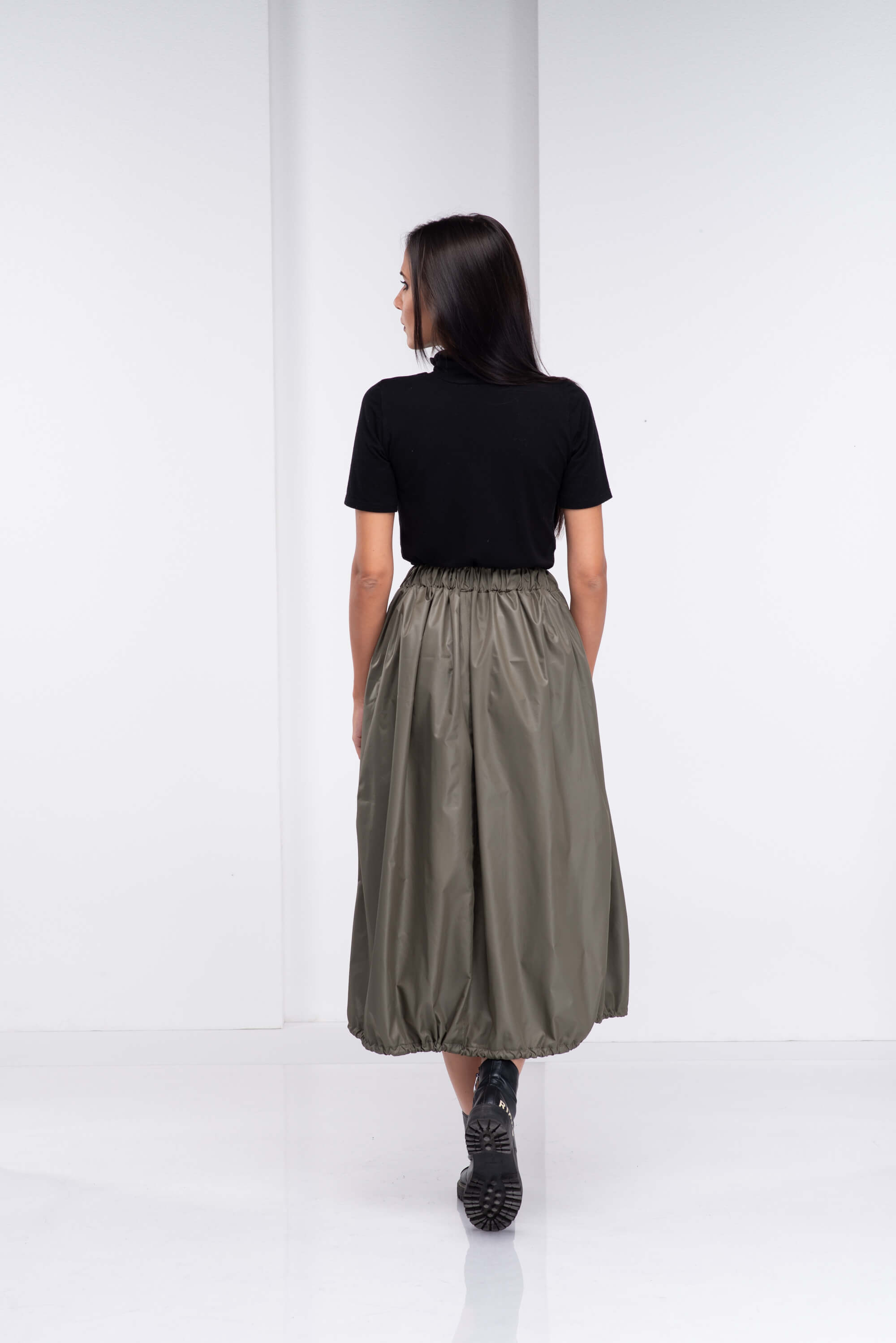 Olive Green High Waisted Extravagant Skirt