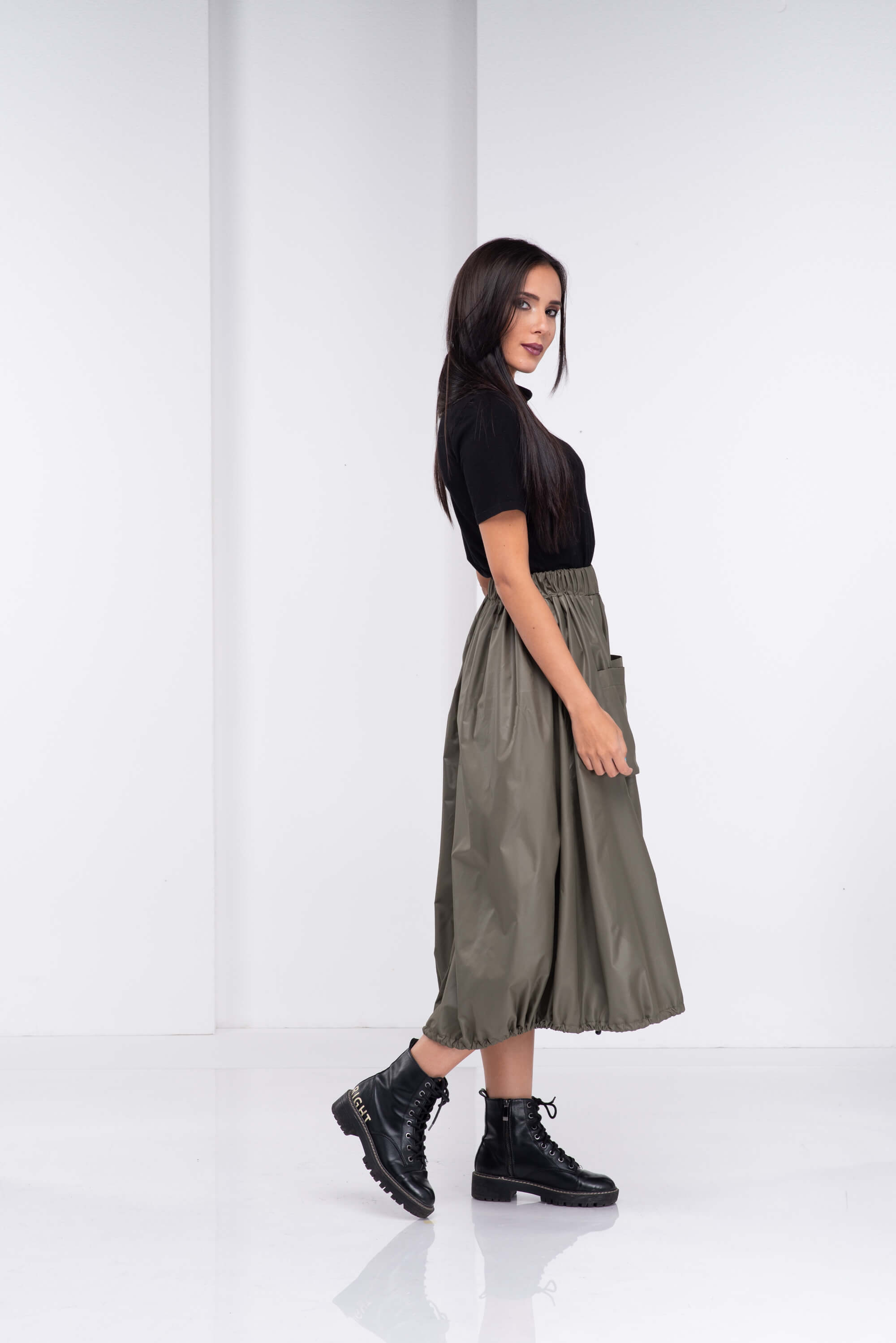 Olive Green High Waisted Extravagant Skirt