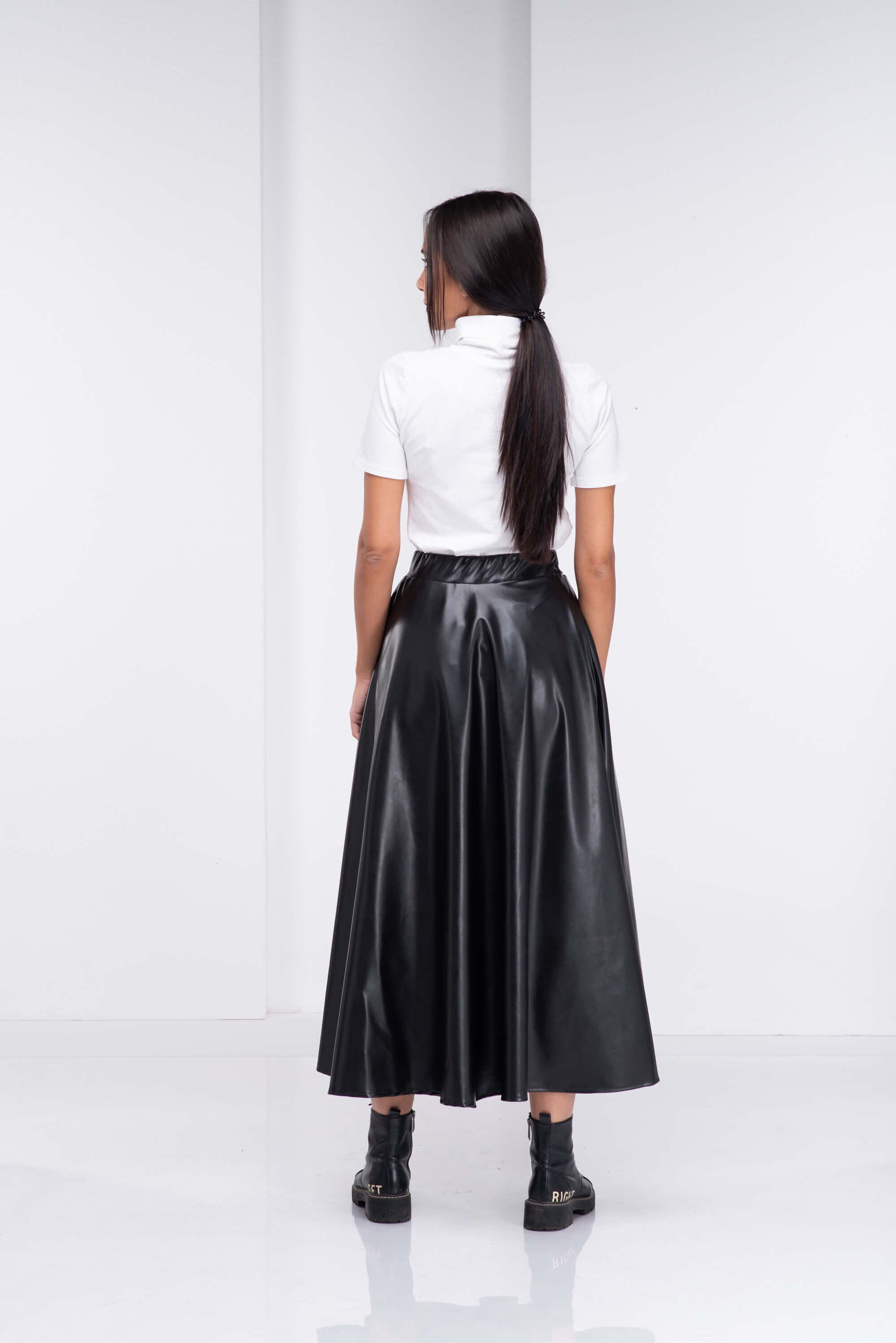 Black Maxi Vegan Leather Skirt