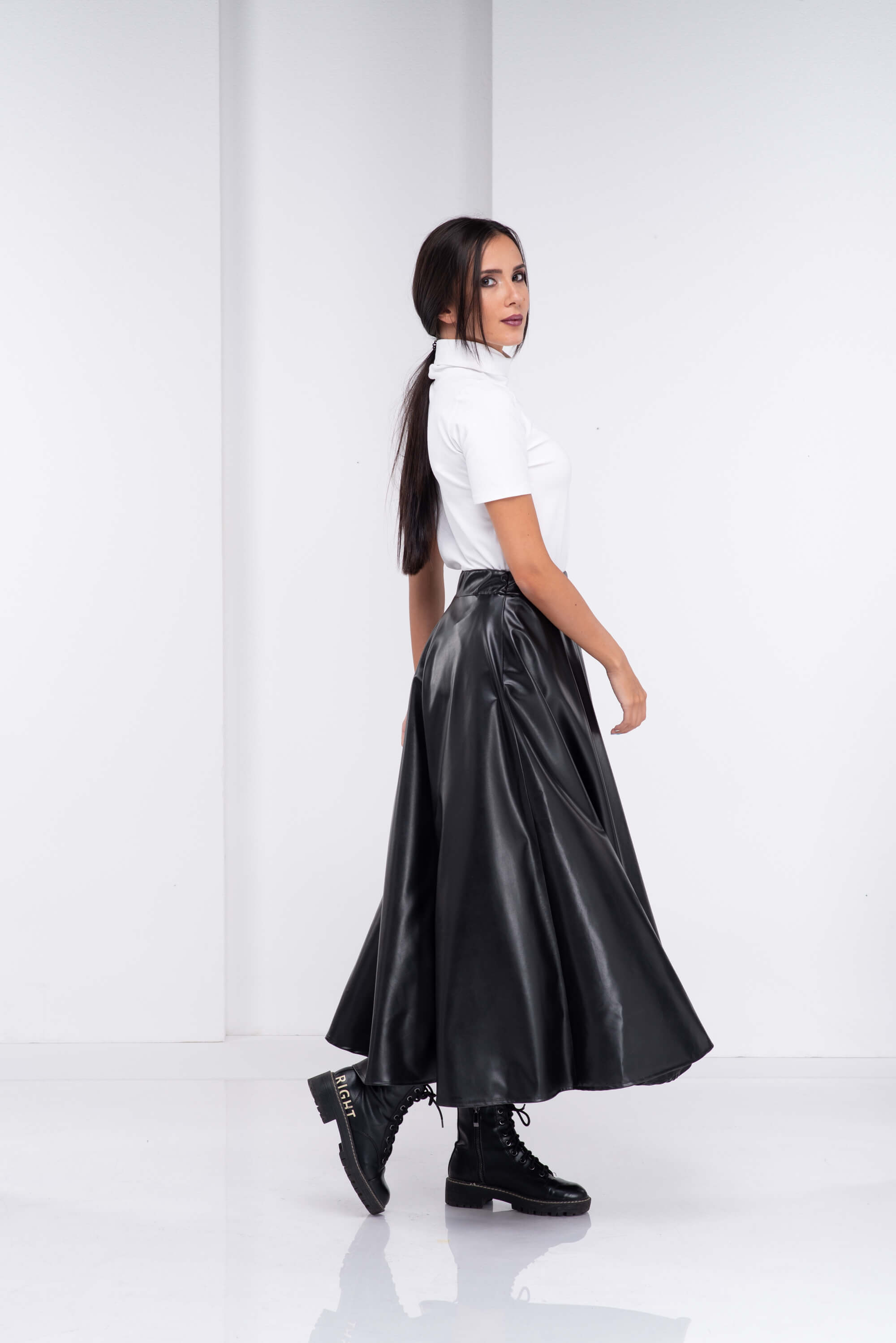 Black Maxi Vegan Leather Skirt