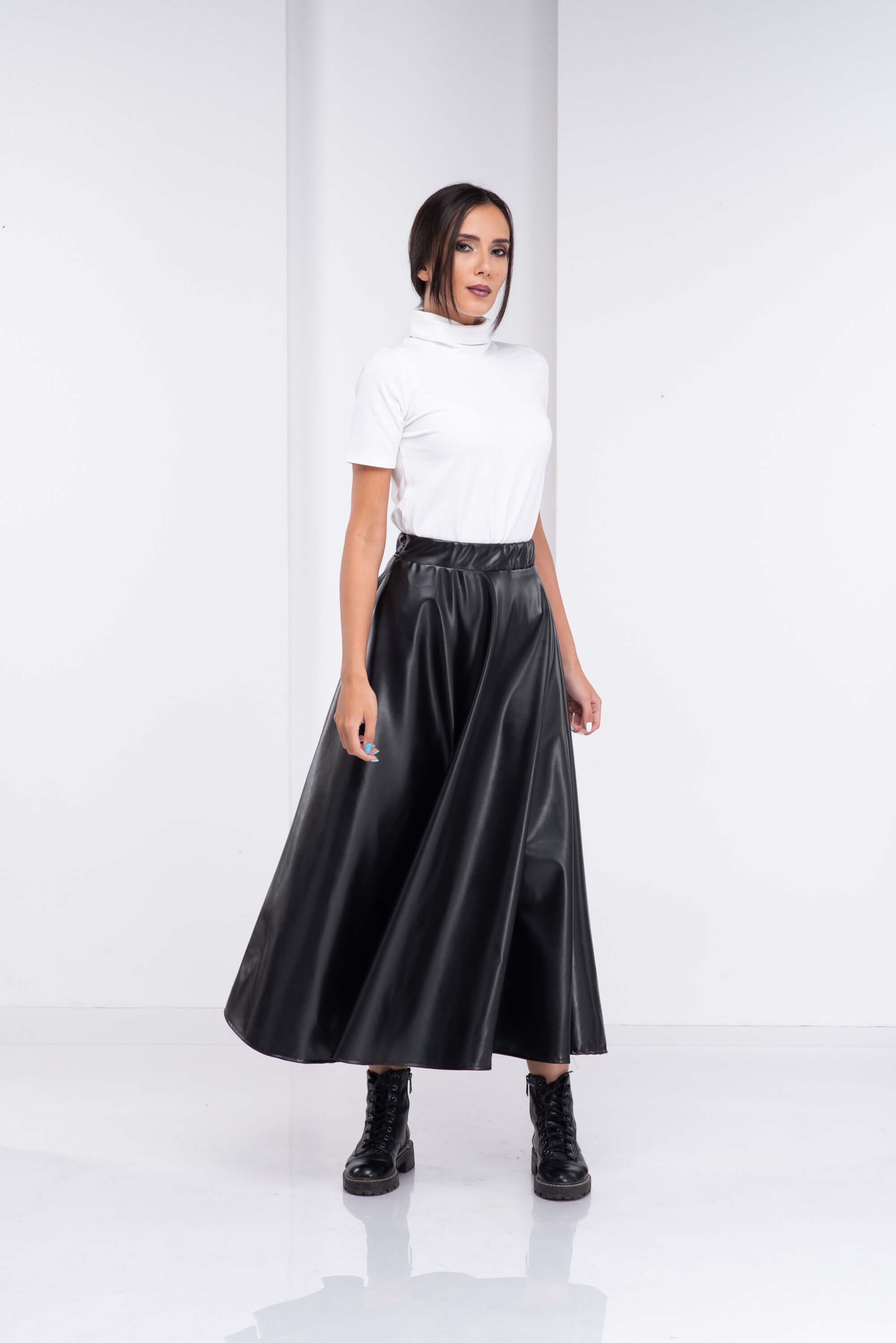 Black Maxi Vegan Leather Skirt