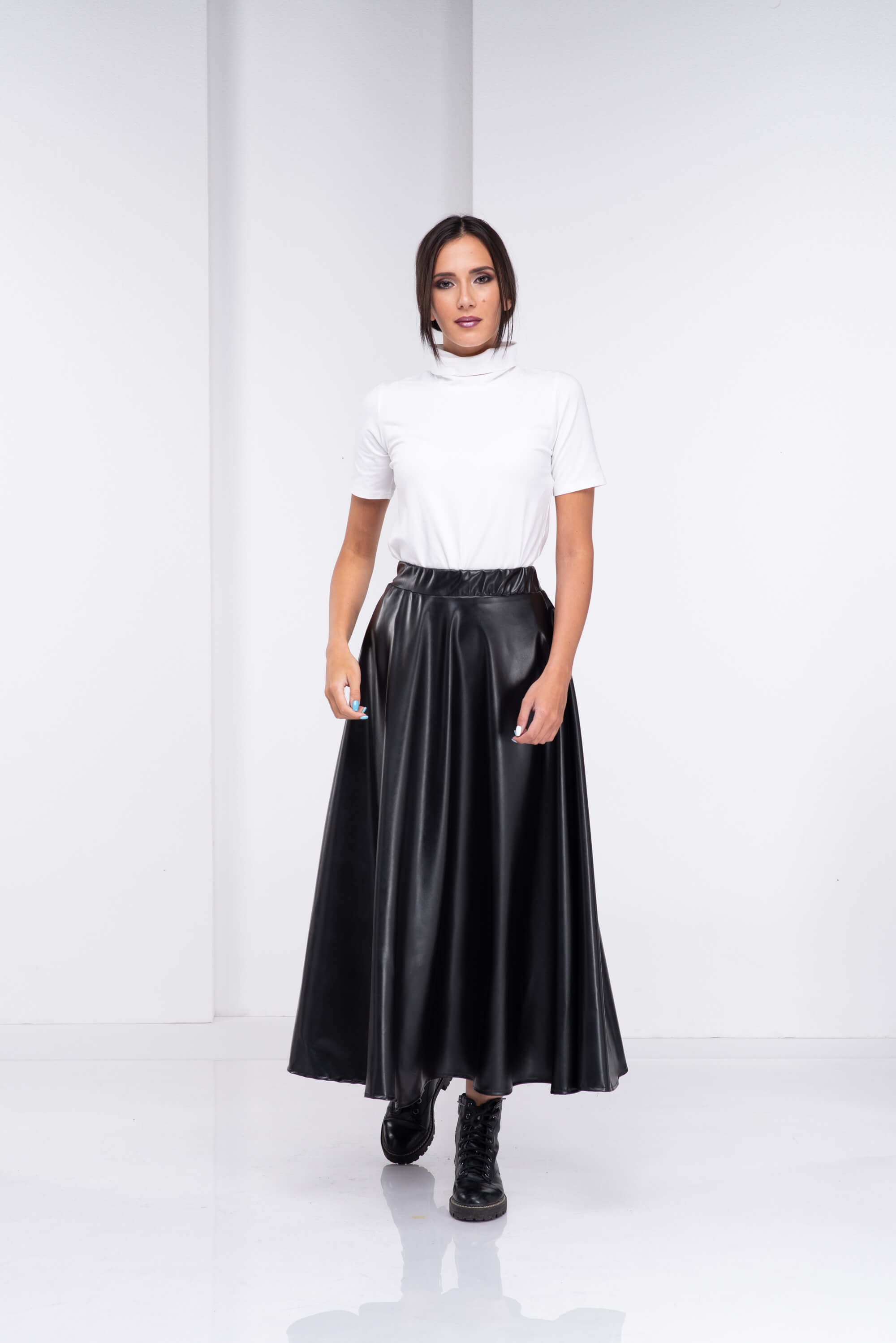 Black Maxi Vegan Leather Skirt