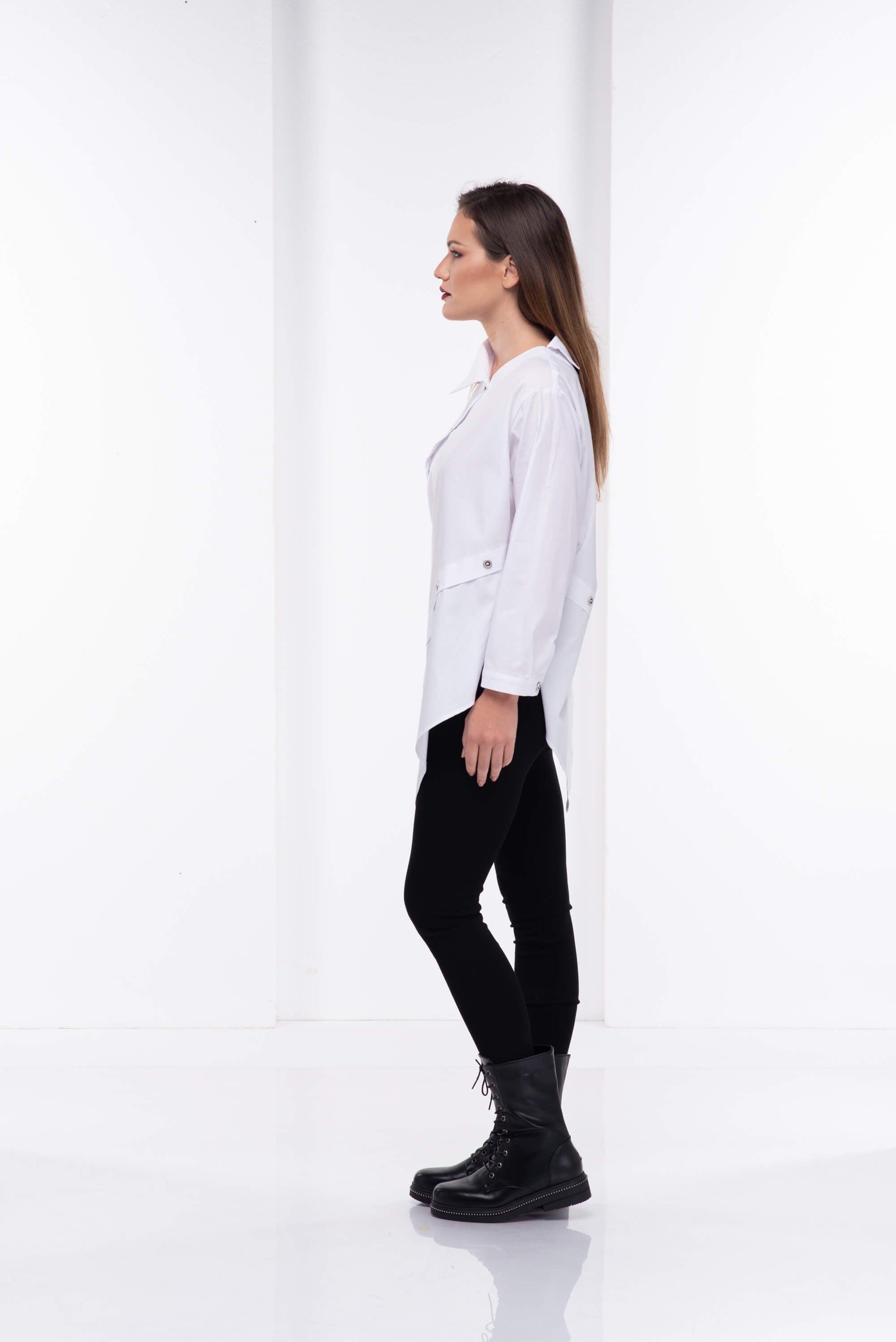 White Asymmetrical Button Shirt