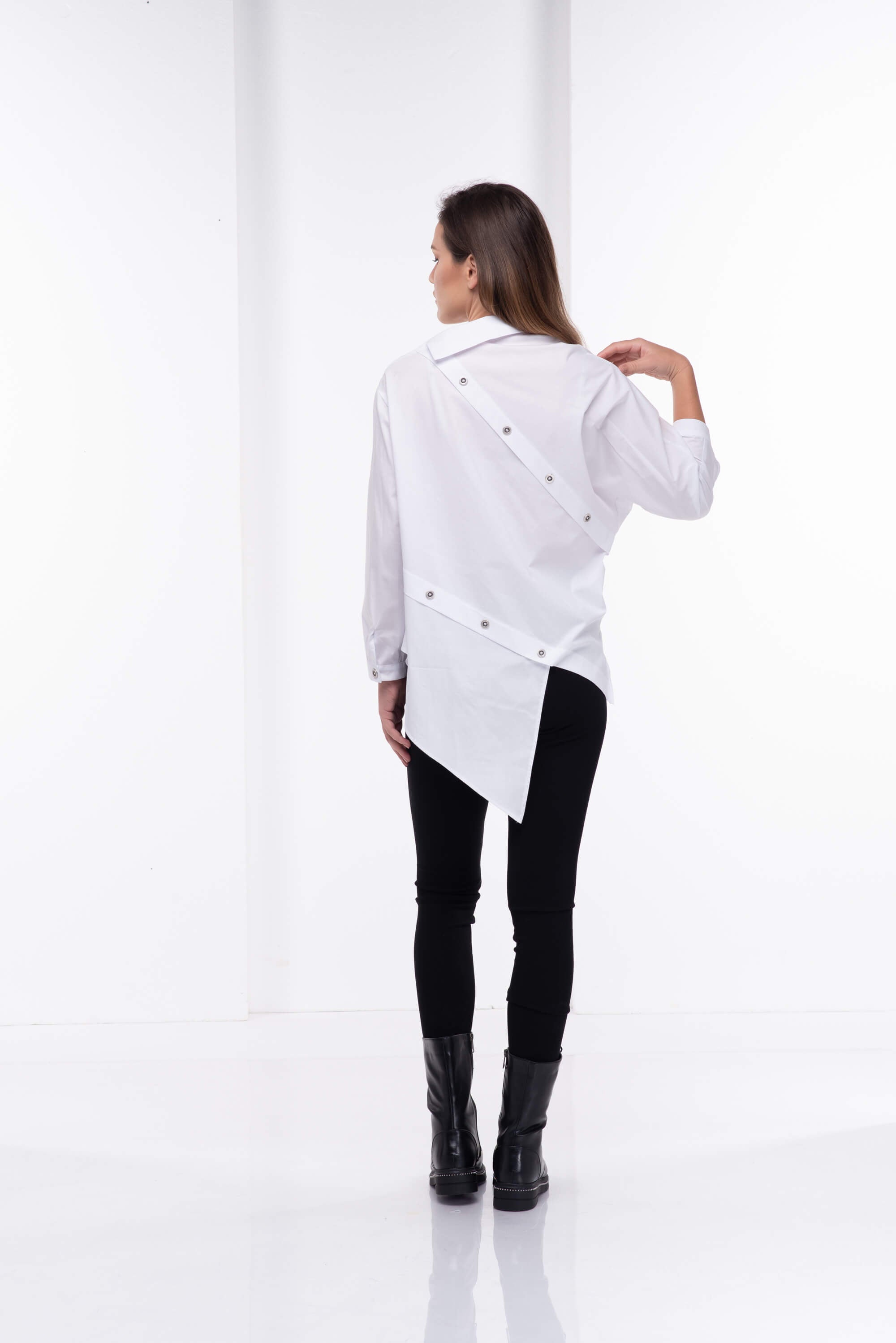 White Asymmetrical Button Shirt