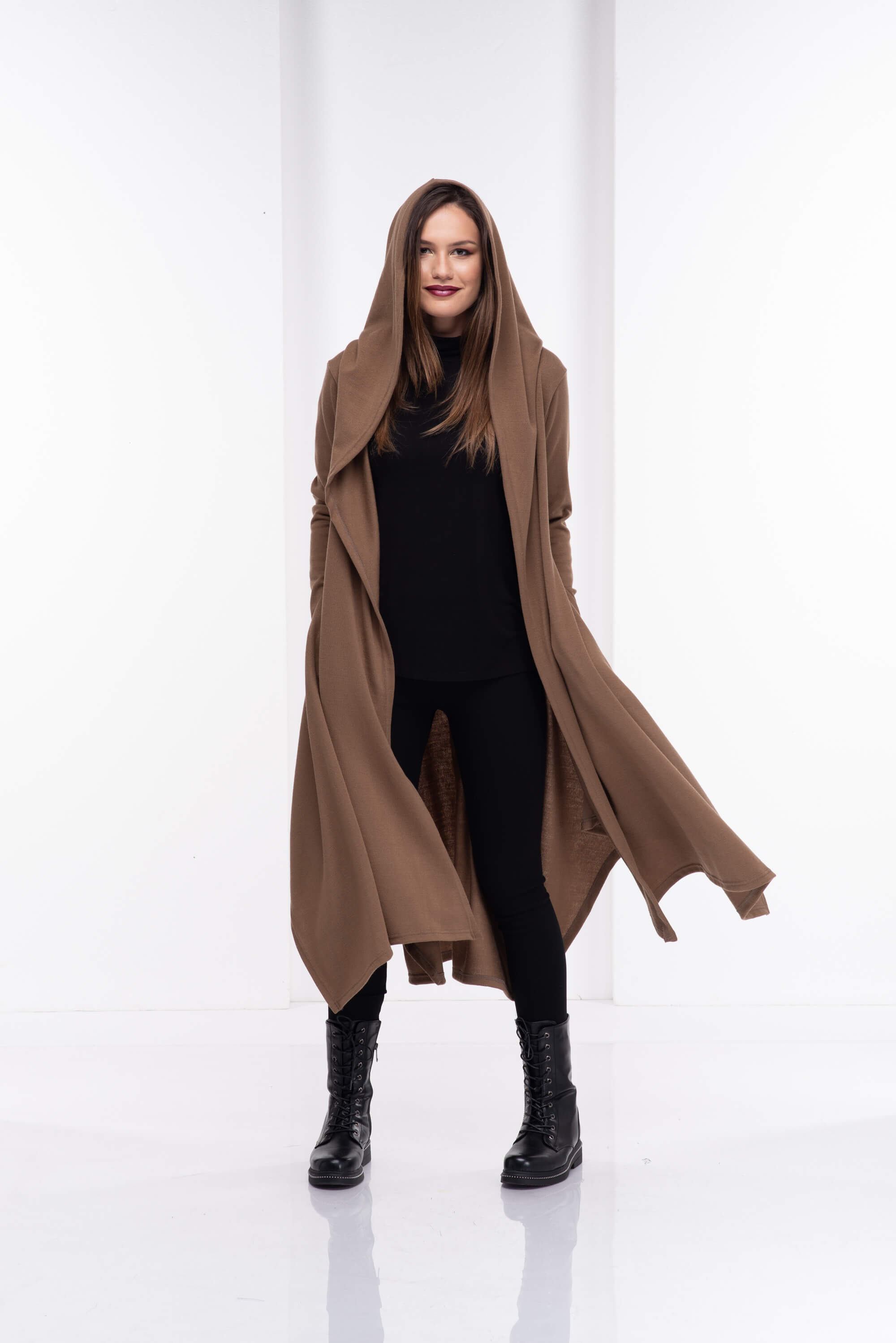 Camel Loose Cloak with Hood